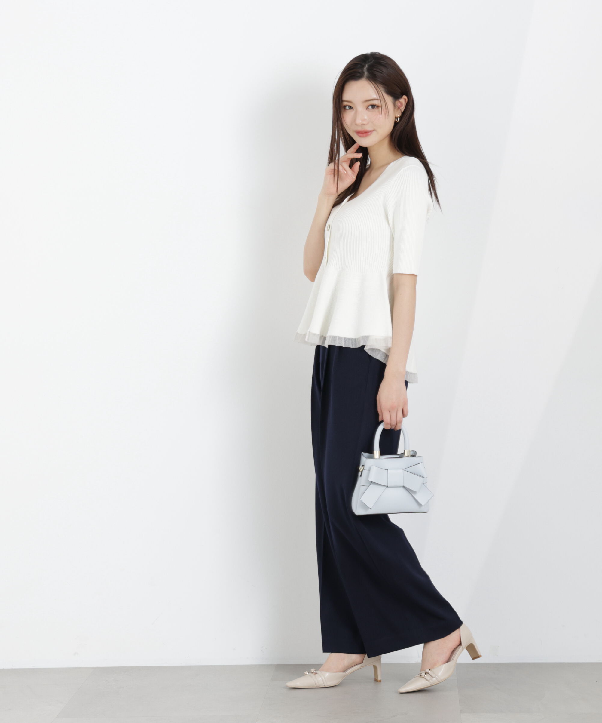PROPORTION BODY DRESSING「部分シアーペプラムニット 26AW」|ニット・セーター|