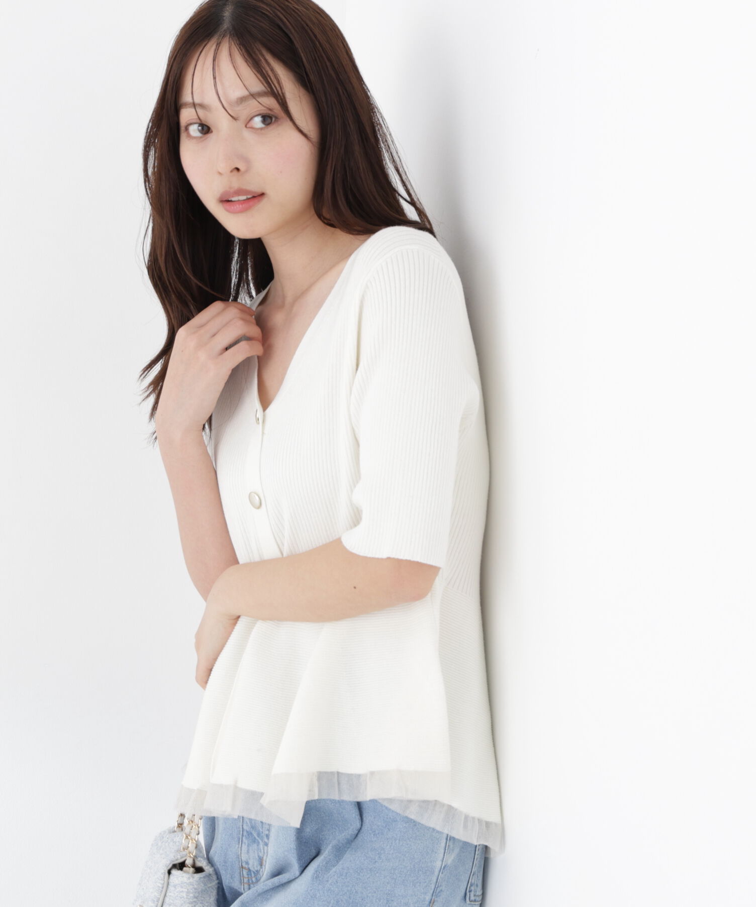 PROPORTION BODY DRESSING「部分シアーペプラムニット 26AW」|ニット・セーター|