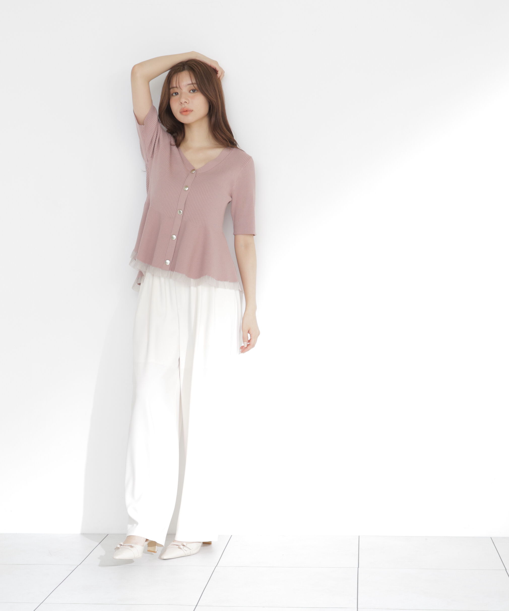 PROPORTION BODY DRESSING「部分シアーペプラムニット 26AW」|ニット・セーター|