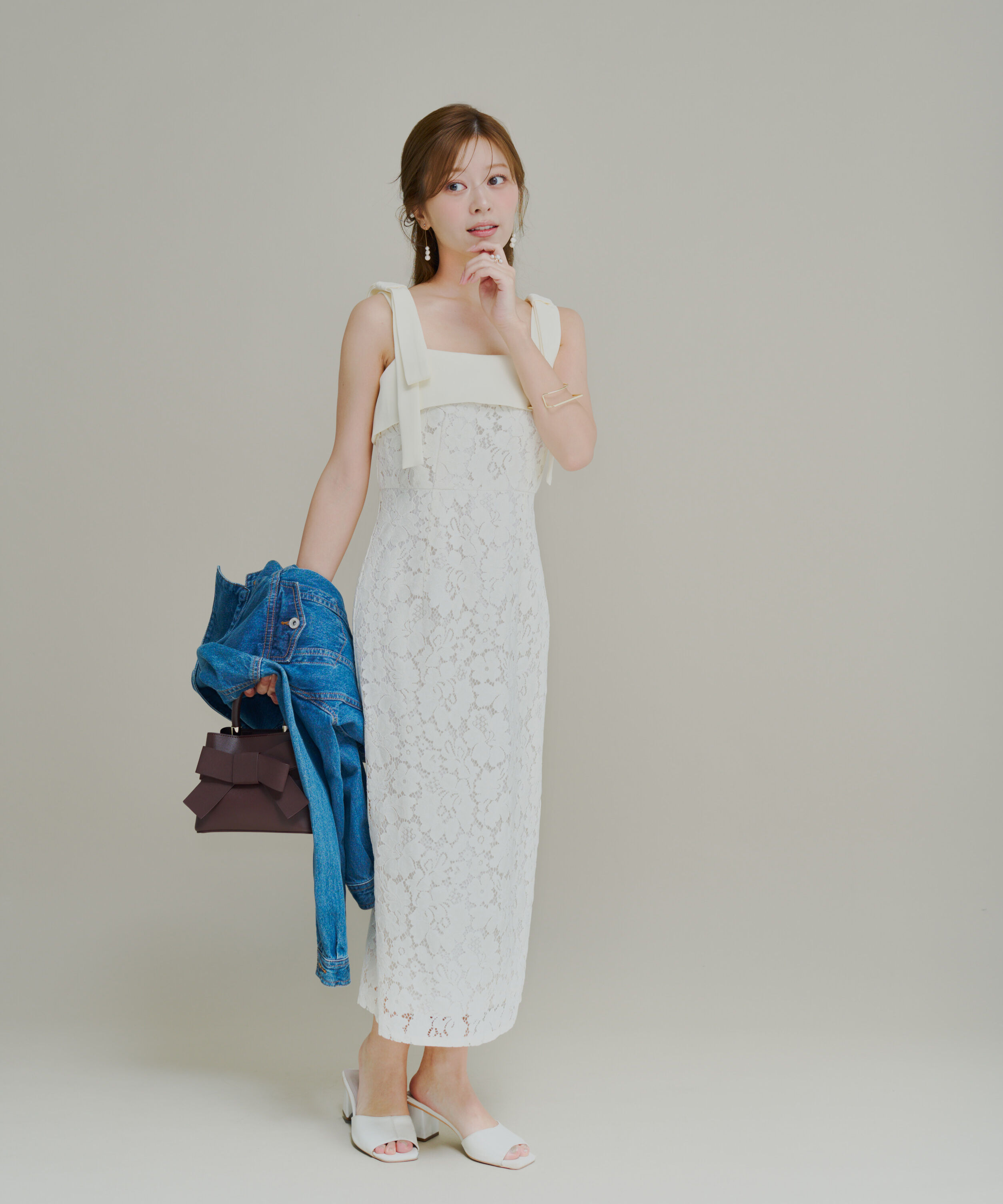 PROPORTION BODY DRESSING「リボン付きレースワンピース」|ワンピース|エクリュ1