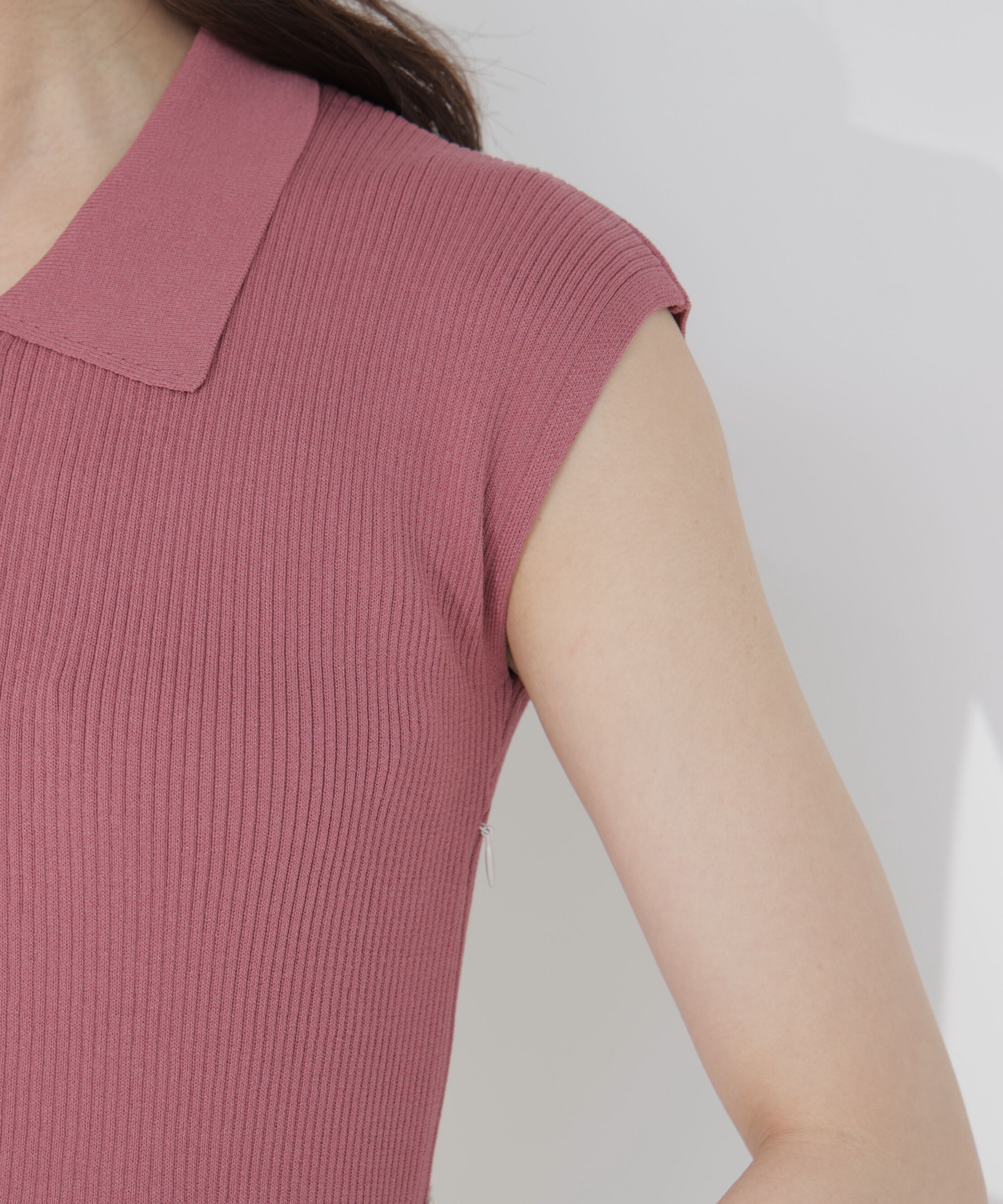 PROPORTION BODY DRESSING「衿付き柄ドッキングニットワンピース 26AW」|ワンピース|