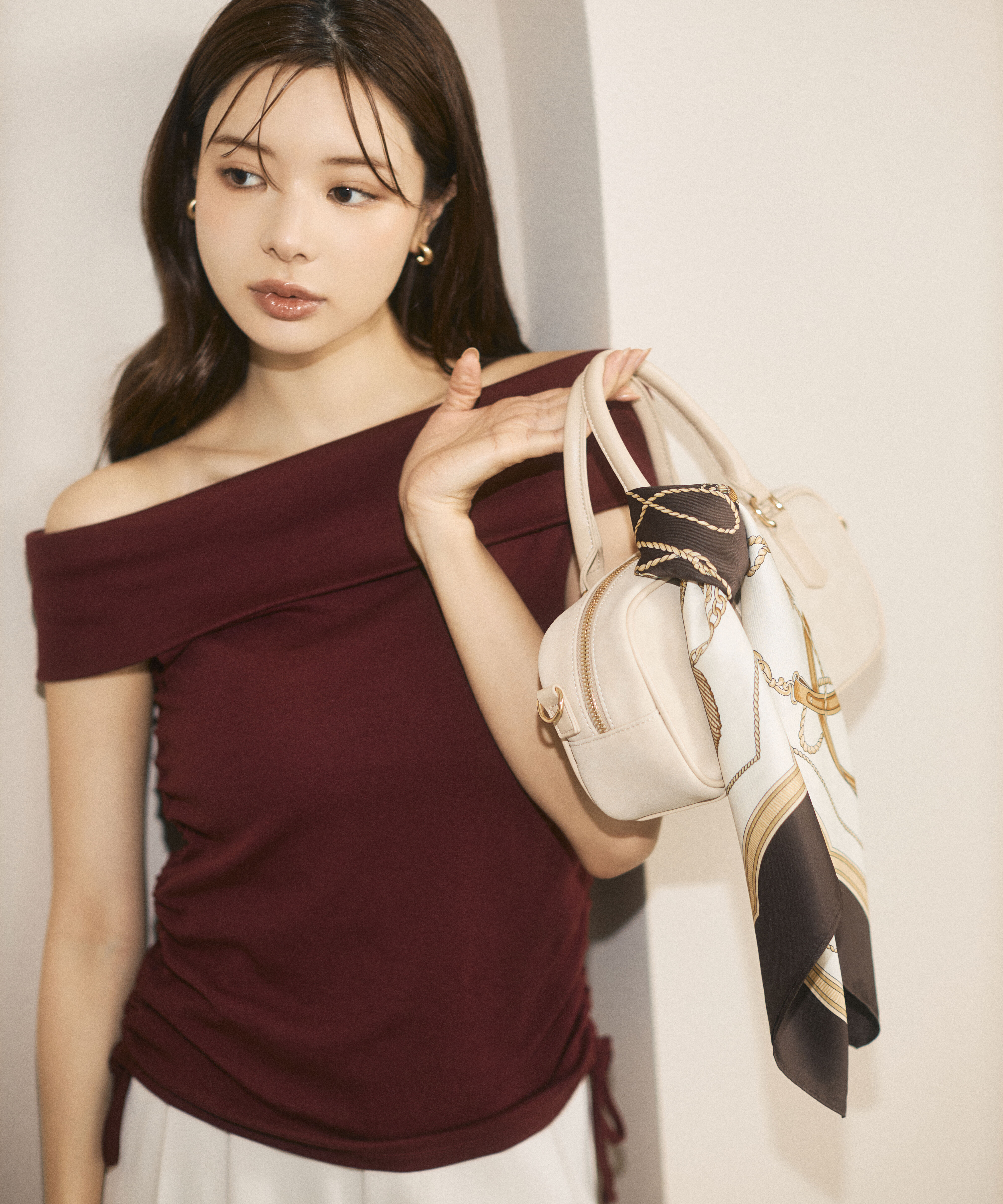 PROPORTION BODY DRESSING「＜a/mie＞ドロストオフショルカットソー」|Tシャツ・カットソー|ボルドー