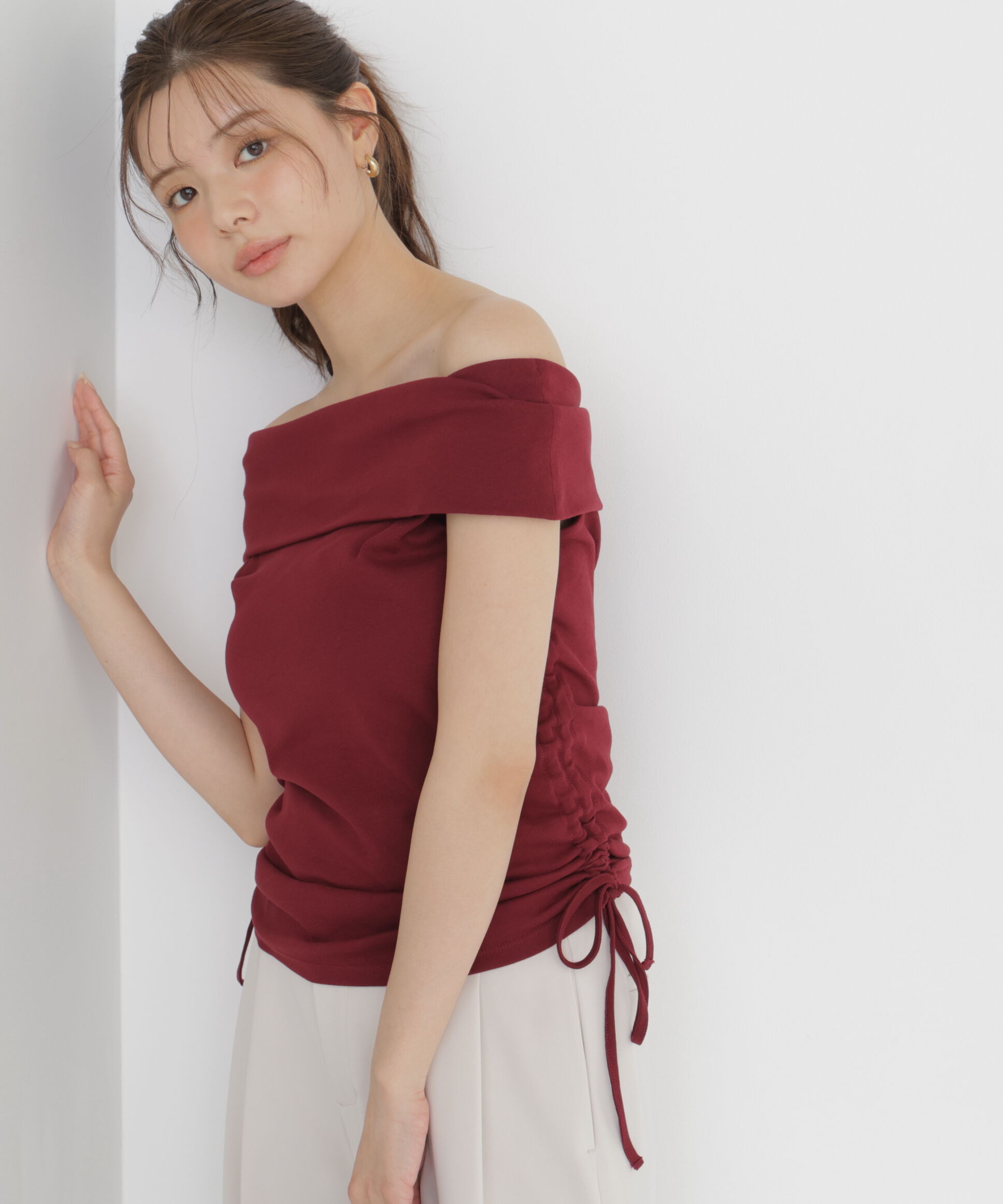 PROPORTION BODY DRESSING「＜a/mie＞ドロストオフショルカットソー」|Tシャツ・カットソー|
