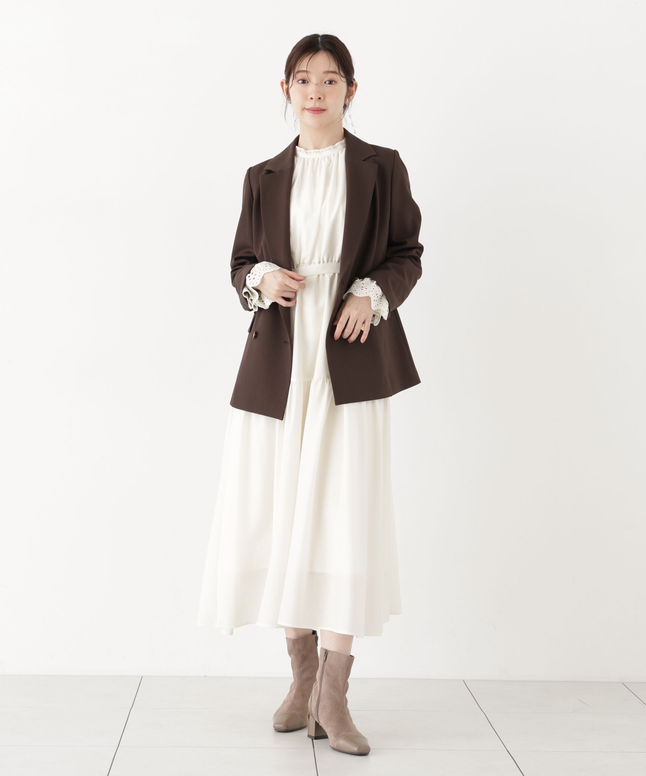PROPORTION BODY DRESSING「部分刺繍スリーブワンピース」|ワンピース|