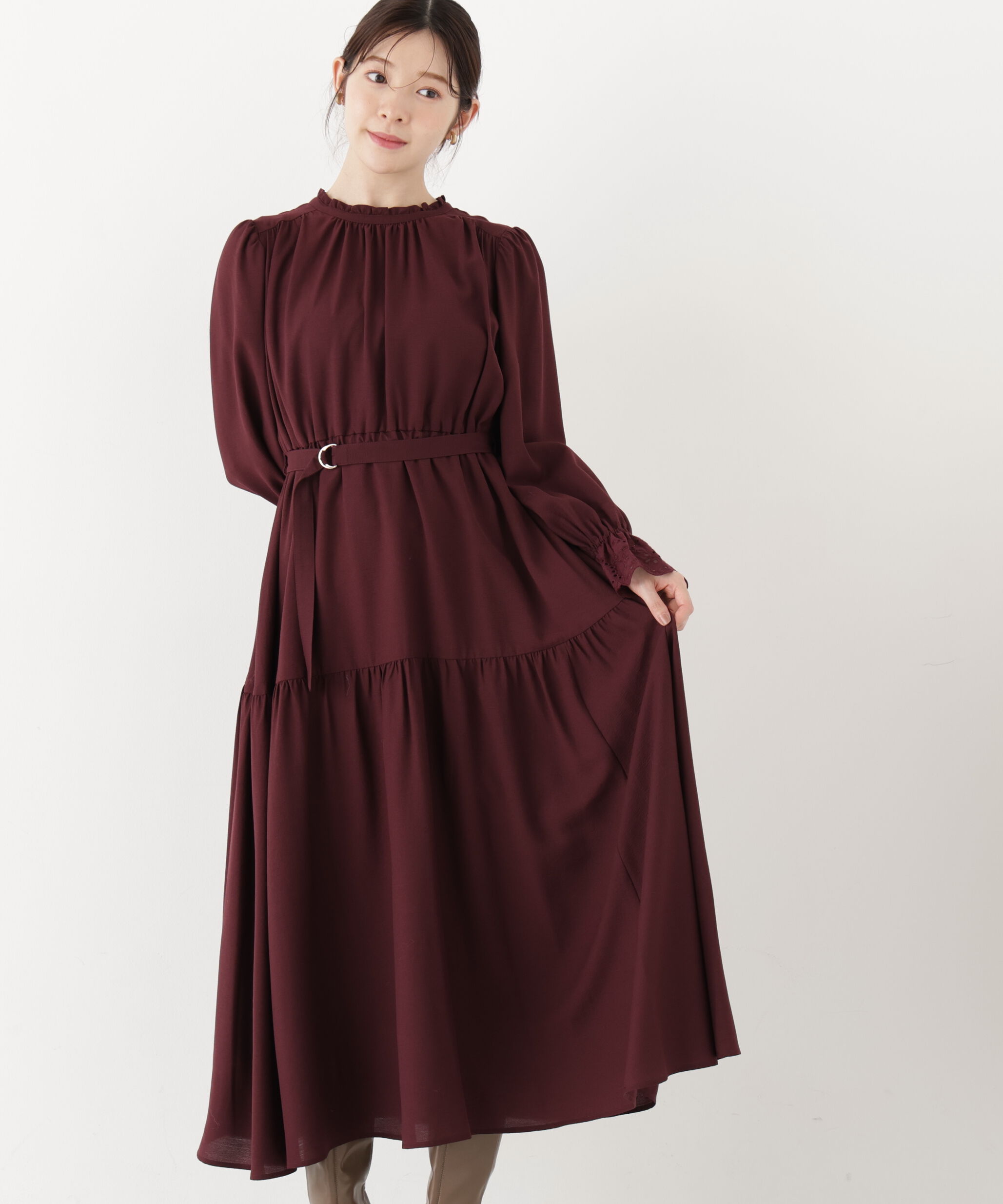 PROPORTION BODY DRESSING「部分刺繍スリーブワンピース」|ワンピース|