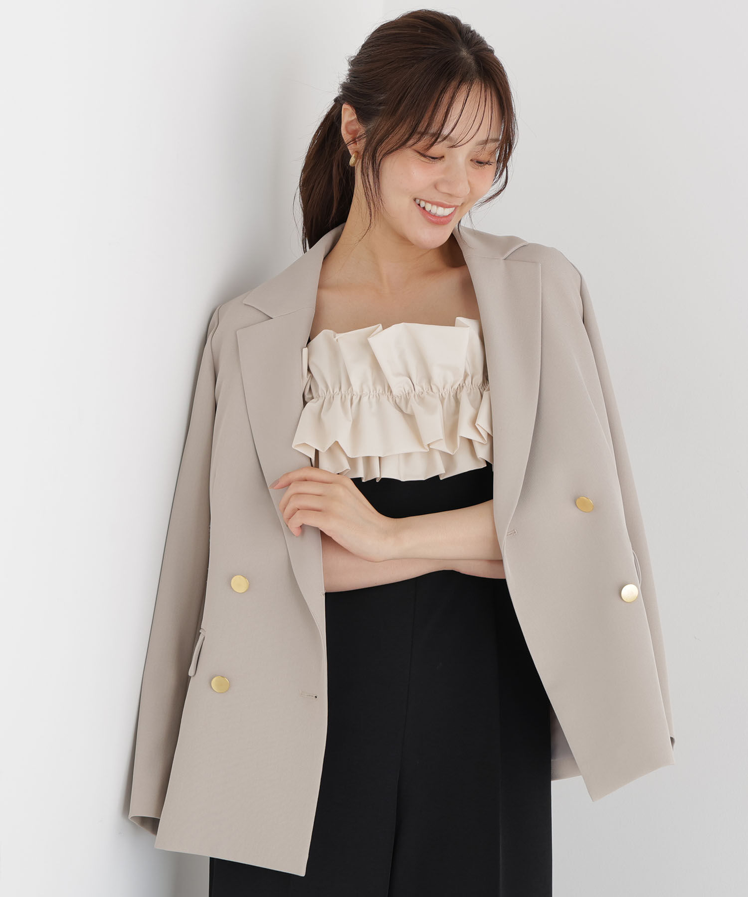 PROPORTION BODY DRESSING「Ｗブレストジャケット 26AW」|その他|グレージュ