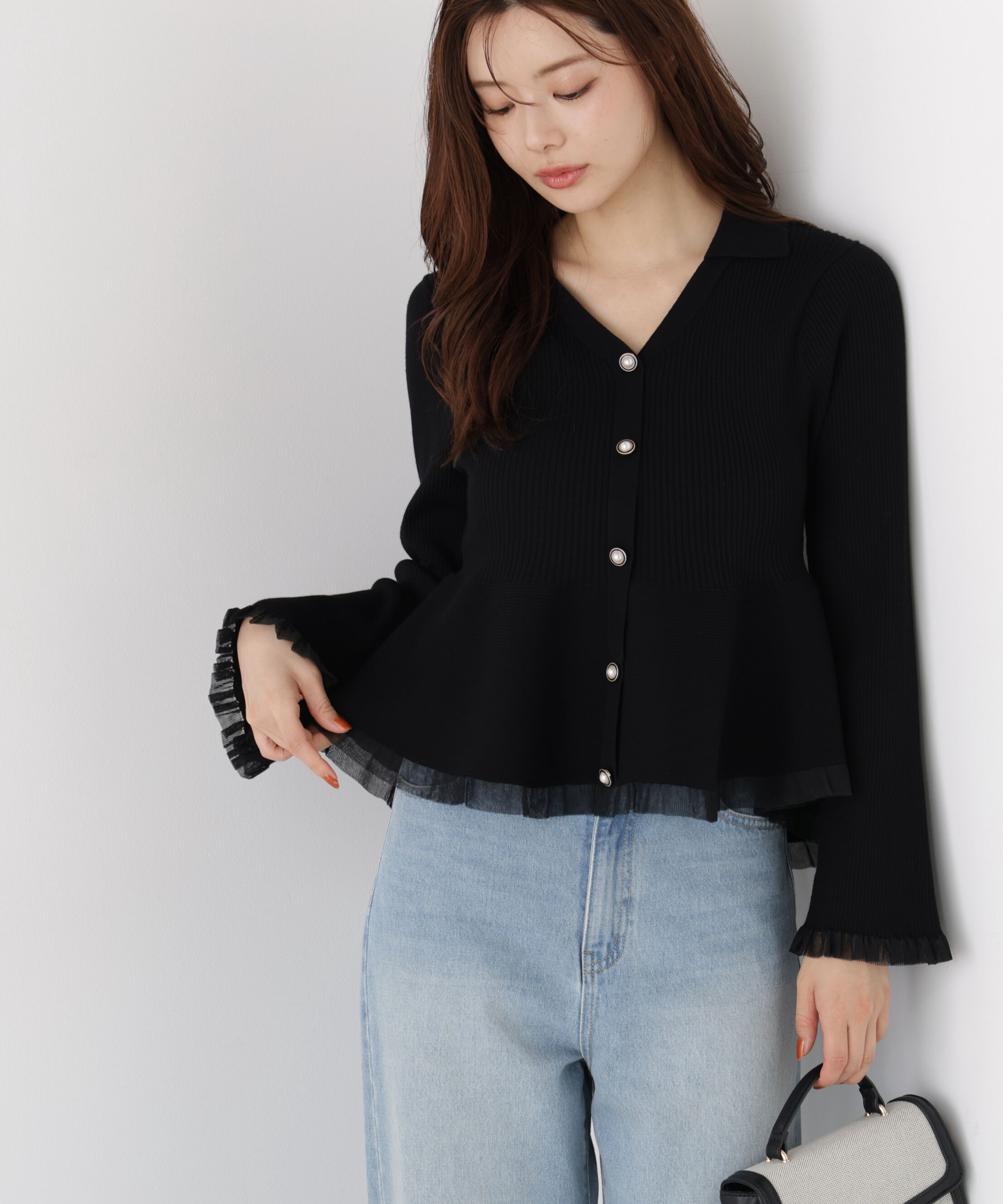 PROPORTION BODY DRESSING「シアー切り替えペプラムニット 26AW」|ニット・セーター|