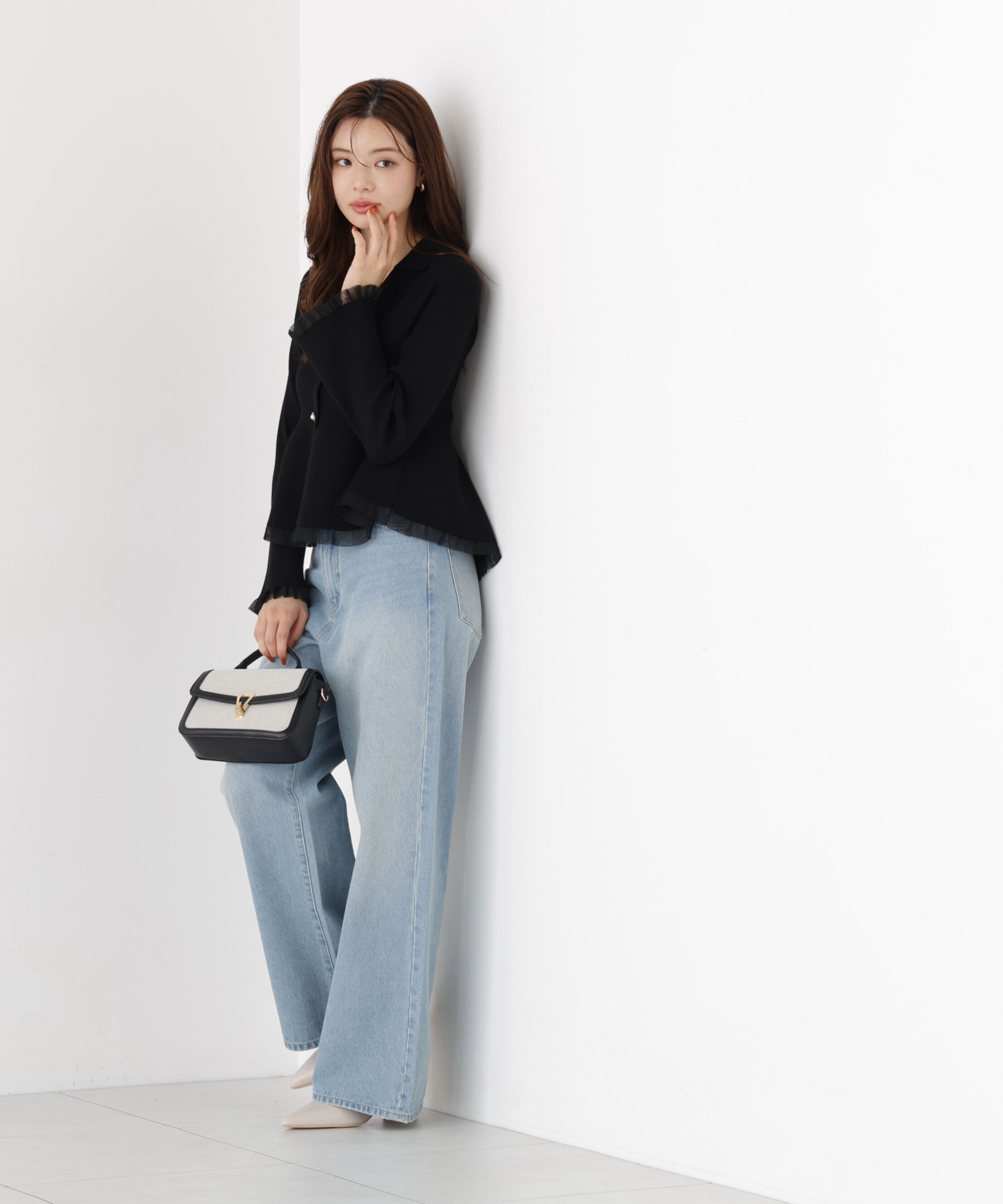 PROPORTION BODY DRESSING「シアー切り替えペプラムニット 26AW」|ニット・セーター|