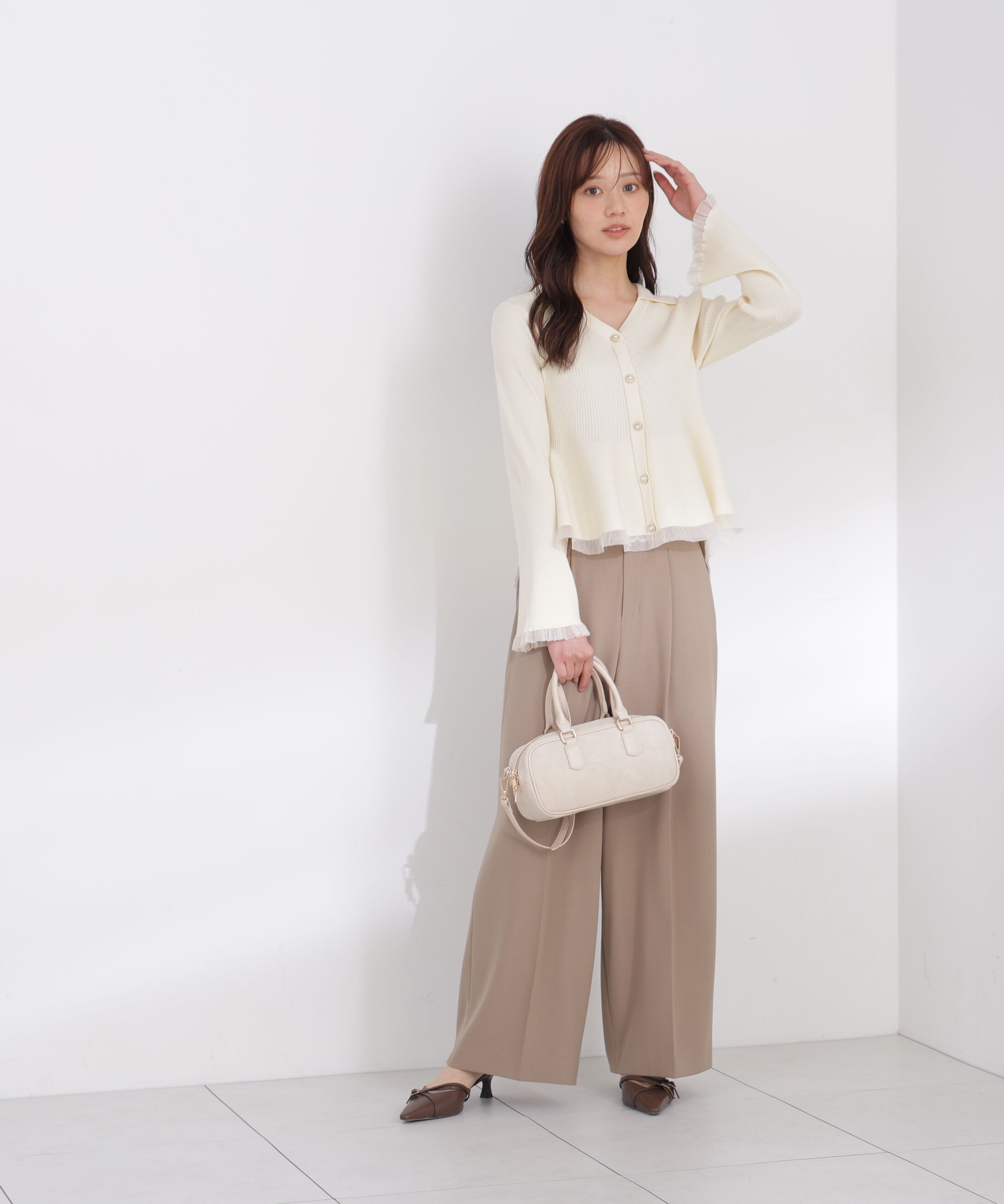 PROPORTION BODY DRESSING「シアー切り替えペプラムニット 26AW」|ニット・セーター|