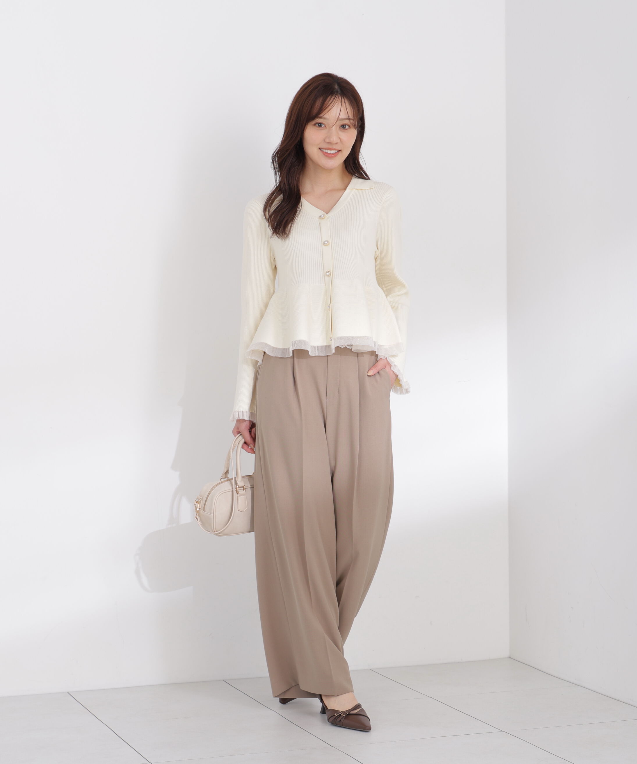 PROPORTION BODY DRESSING「シアー切り替えペプラムニット 26AW」|ニット・セーター|