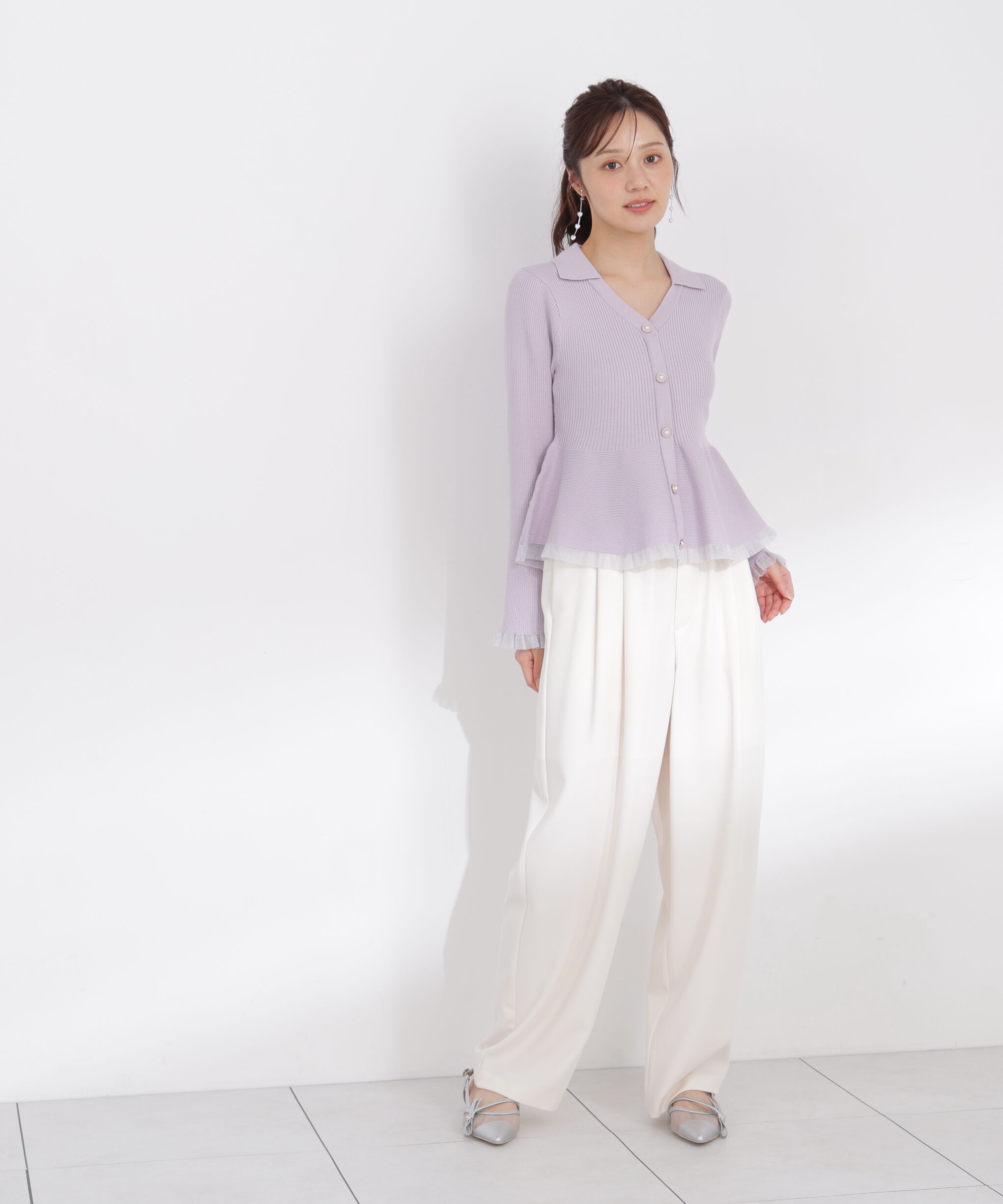 PROPORTION BODY DRESSING「シアー切り替えペプラムニット 26AW」|ニット・セーター|