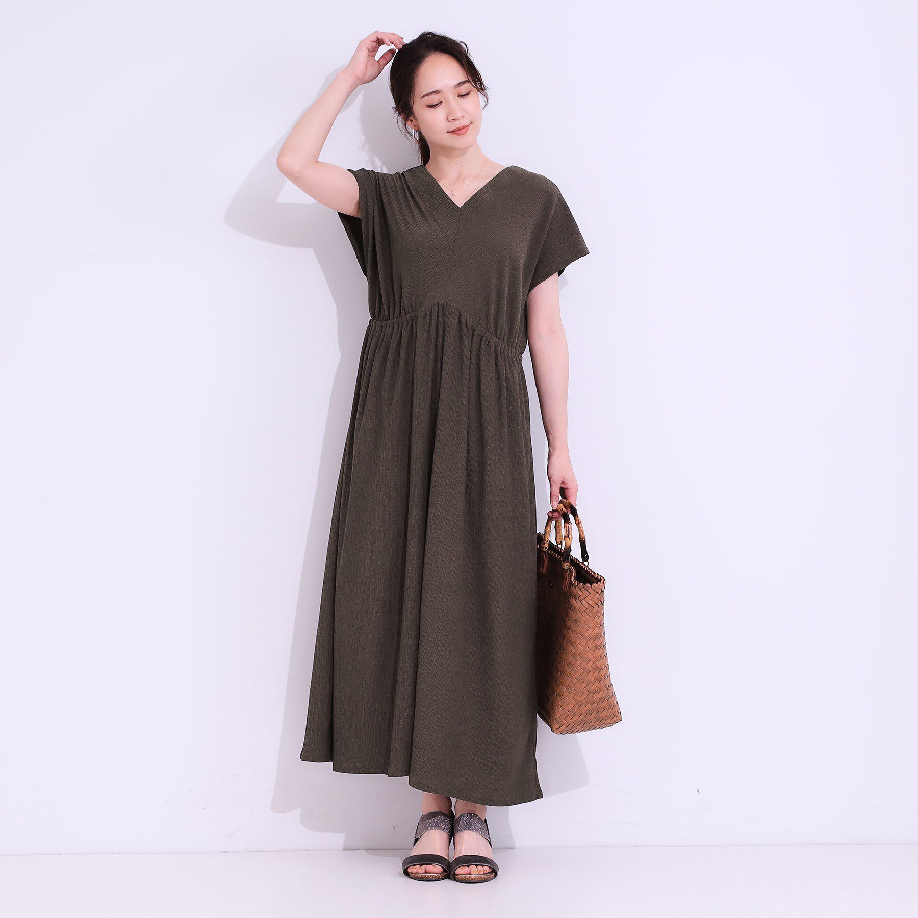 SHOO･LA･RUE「【前後2WAY】さらりと大人上品に 楊柳フレンチワンピース」|ワンピース|