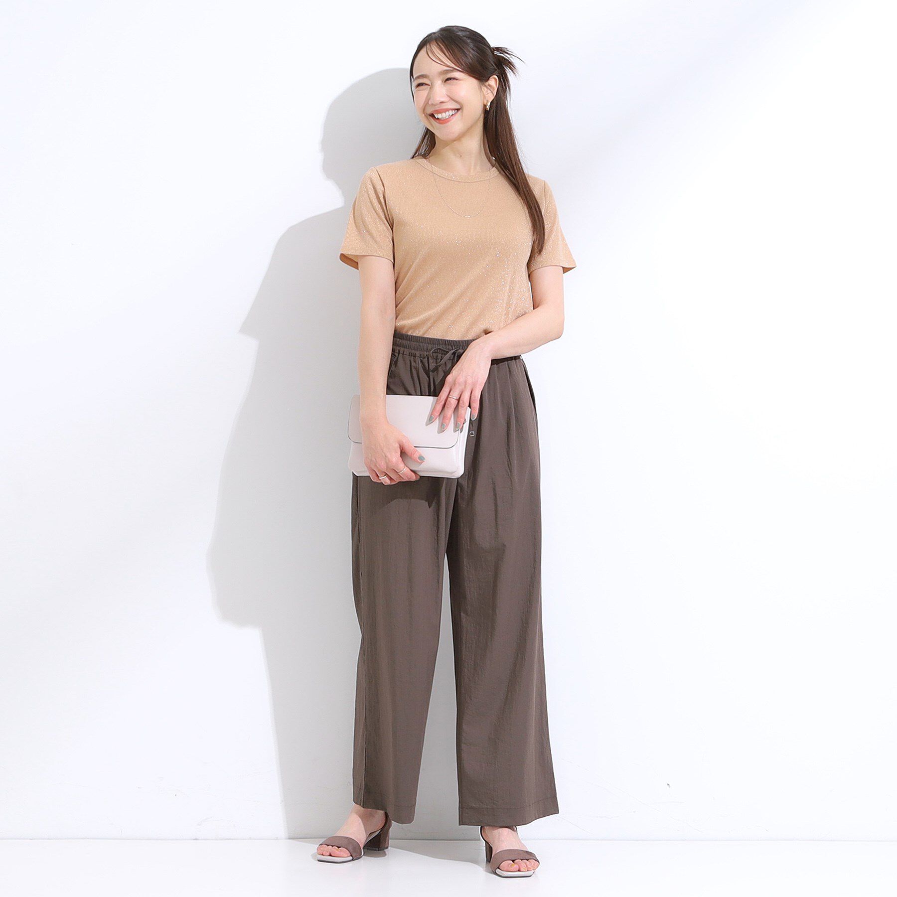 SHOO･LA･RUE「【S-LL】大人のラメ感 テレコ半袖トップス」|Tシャツ・カットソー|