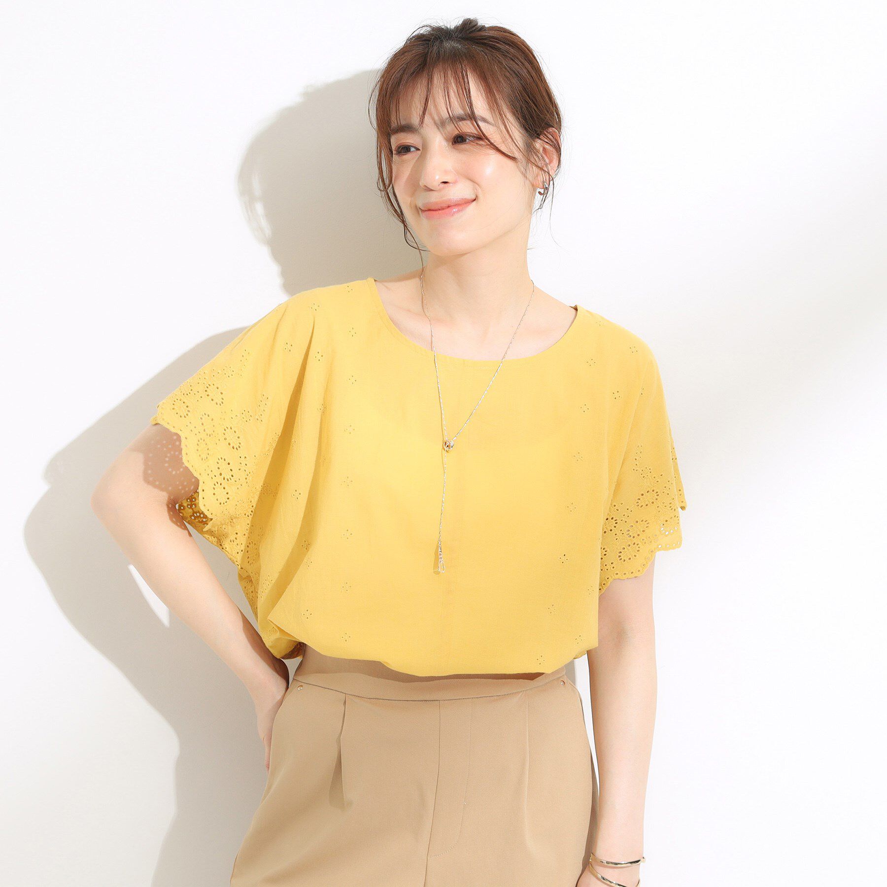 SHOO･LA･RUE「スカラップ刺繍レースが目を惹く ドルマントップス」|Tシャツ・カットソー|