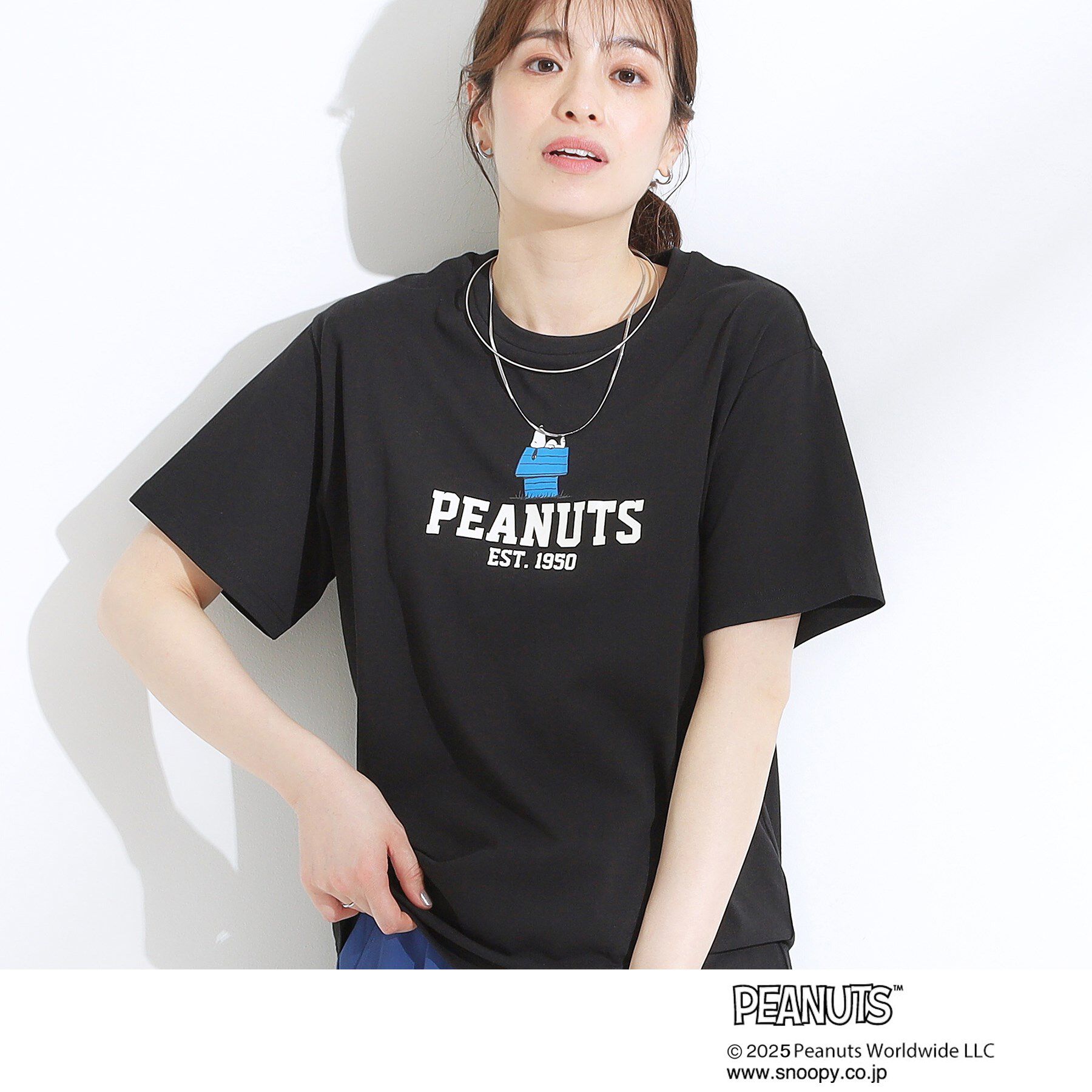 SHOO･LA･RUE「【PEANUTS】ひんやりTシャツ」|Tシャツ・カットソー|ブラック(019)