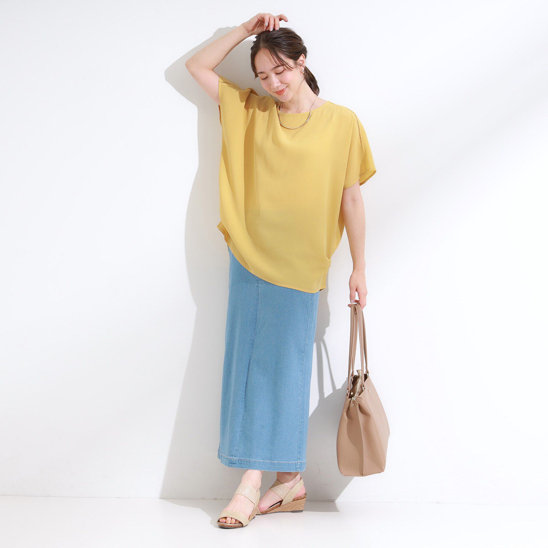 SHOO･LA･RUE「【S-LL/ひんやり/洗濯後しわになりにくい】インせず決まる はしごレースドルマンブラウス」|シャツ・ブラウス|