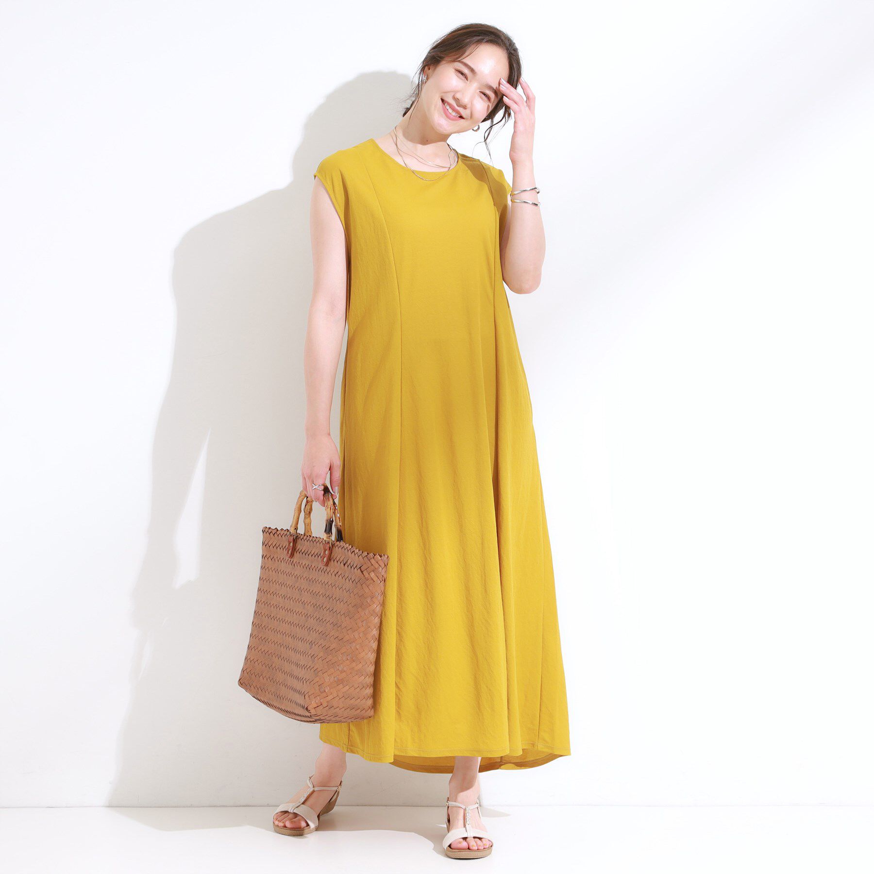 SHOO･LA･RUE「【S-LL/ひんやり】切替ラインですっきりと 1枚で着られるロングワンピース」|ワンピース|