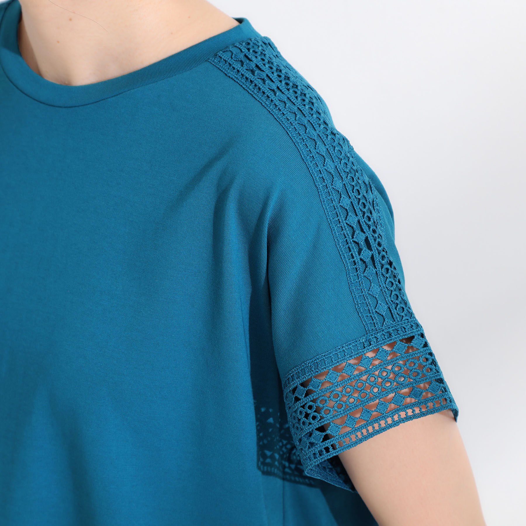 SHOO･LA･RUE「【S-LL/ひんやり】インせず決まる 楽してきれいなレース付きトップス」|Tシャツ・カットソー|