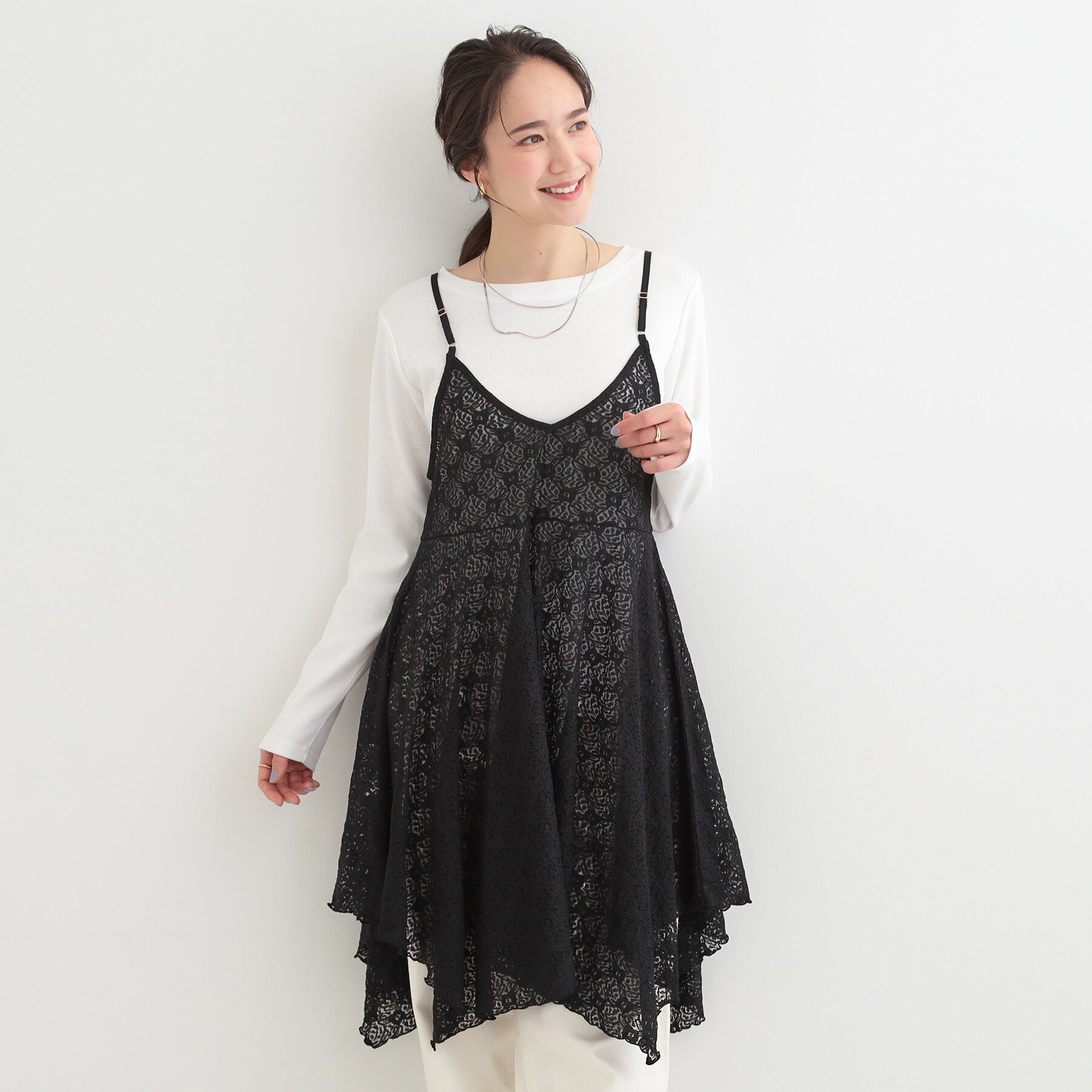 SHOO･LA･RUE「【前後2WAYネック】レイヤードスタイルにおすすめ レースキャミチュニック」|チュニック|