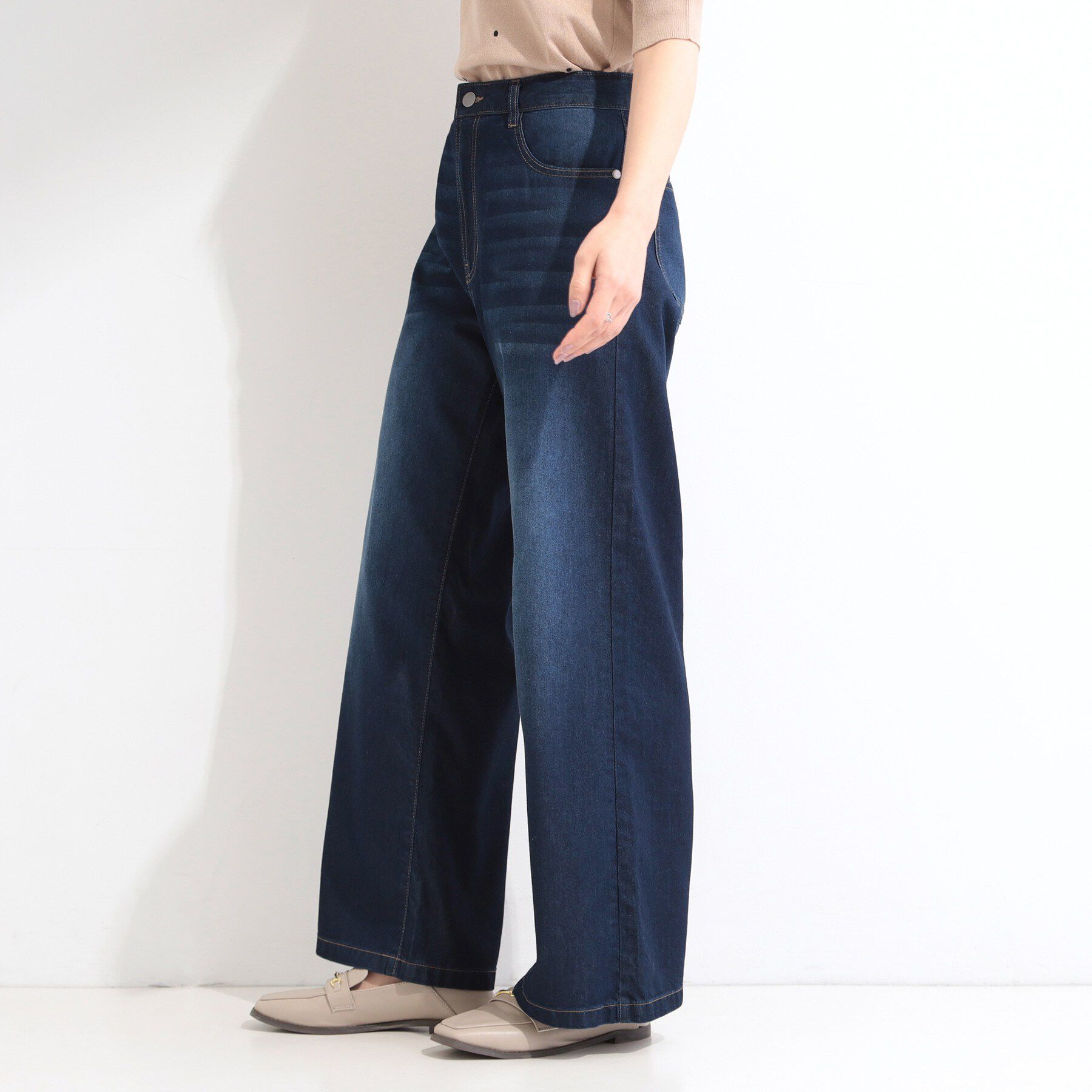 SHOO･LA･RUE「【洗濯機可】軽い着ごこちライトオンスデニムワイドパンツ」|その他|