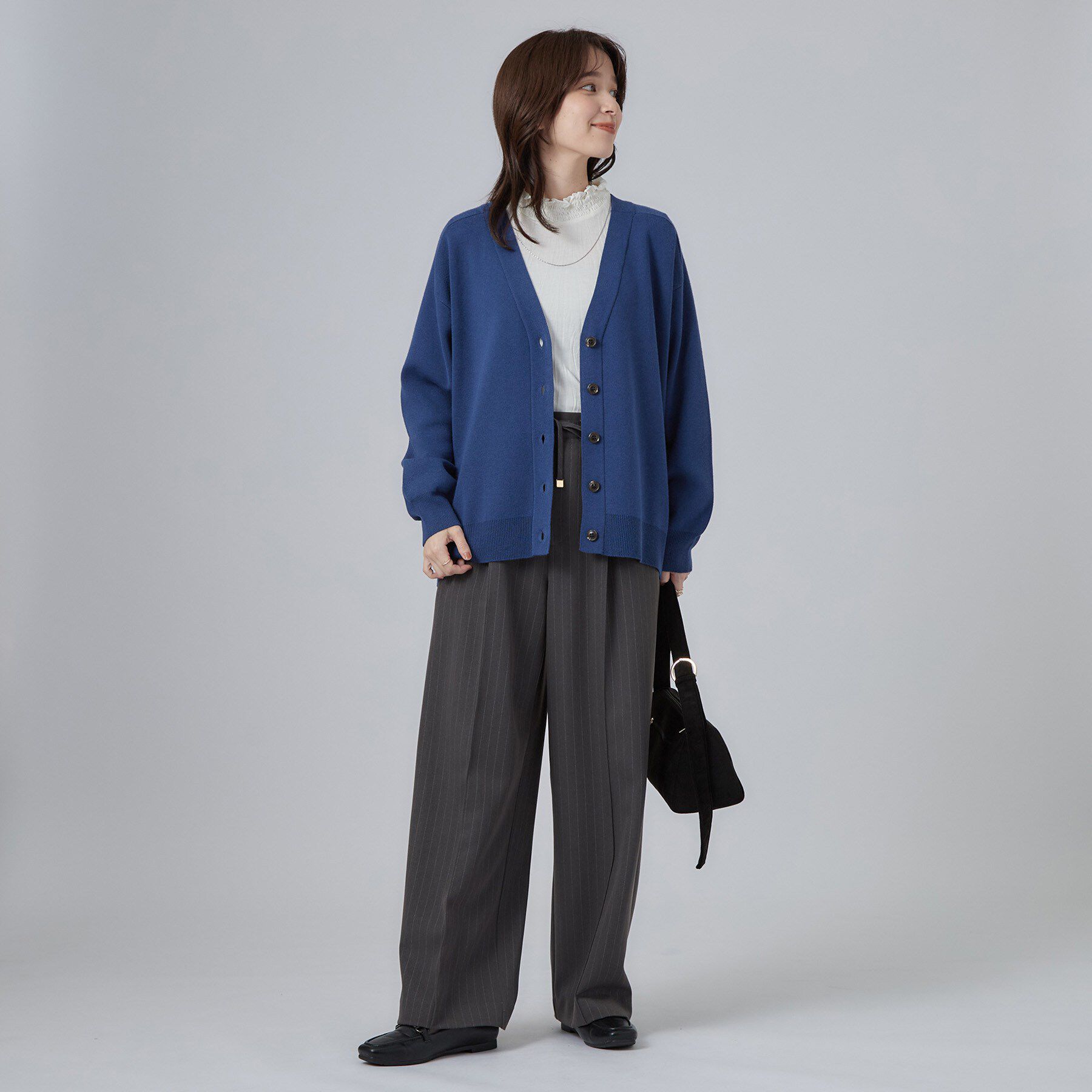 SHOO･LA･RUE「【毛玉になりにくい/S-LL/洗濯機可/体型カバー】Vネックゆったりカーディガン」|カーディガン|