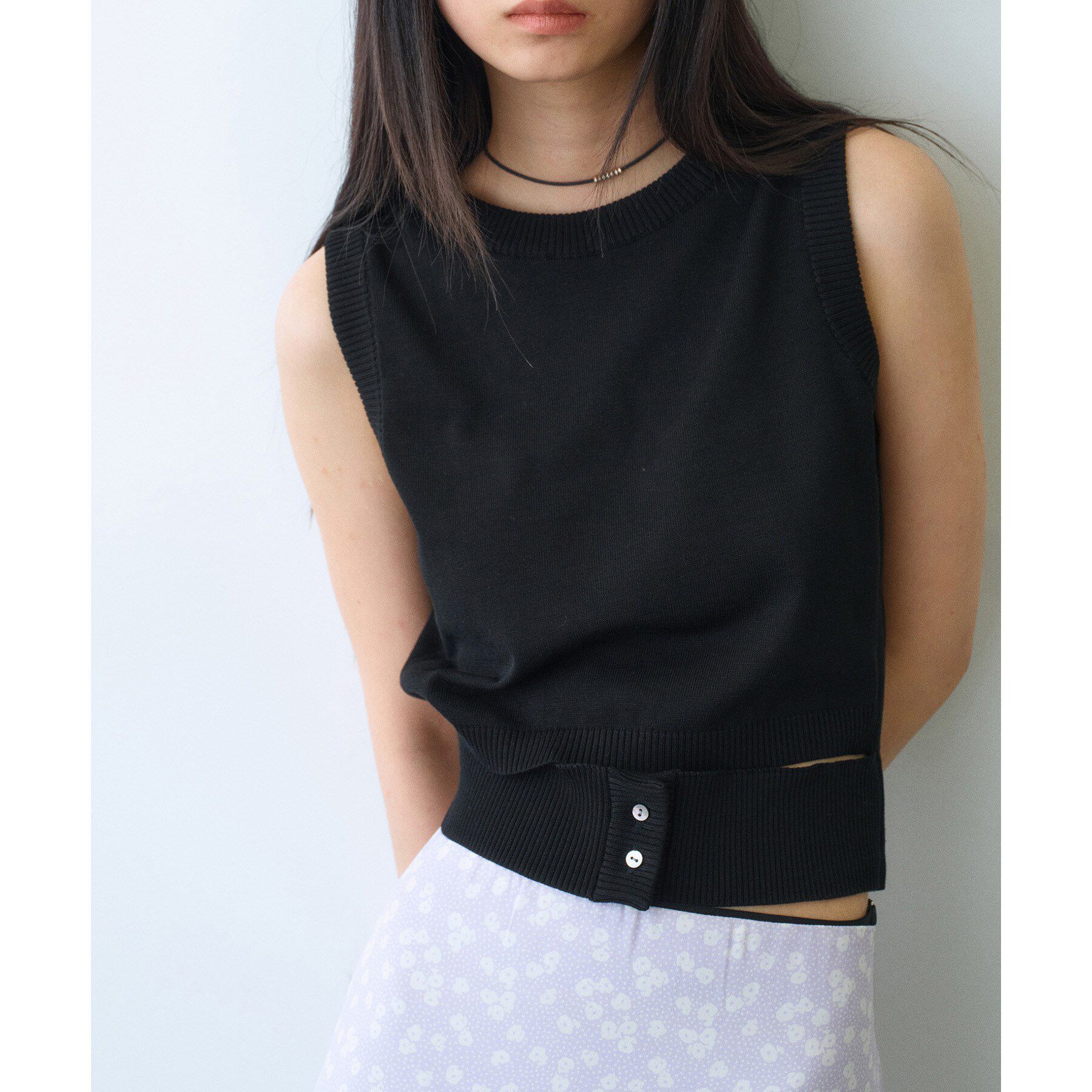 CODE A「design knit tank」|ニット・セーター|ブラック(019)