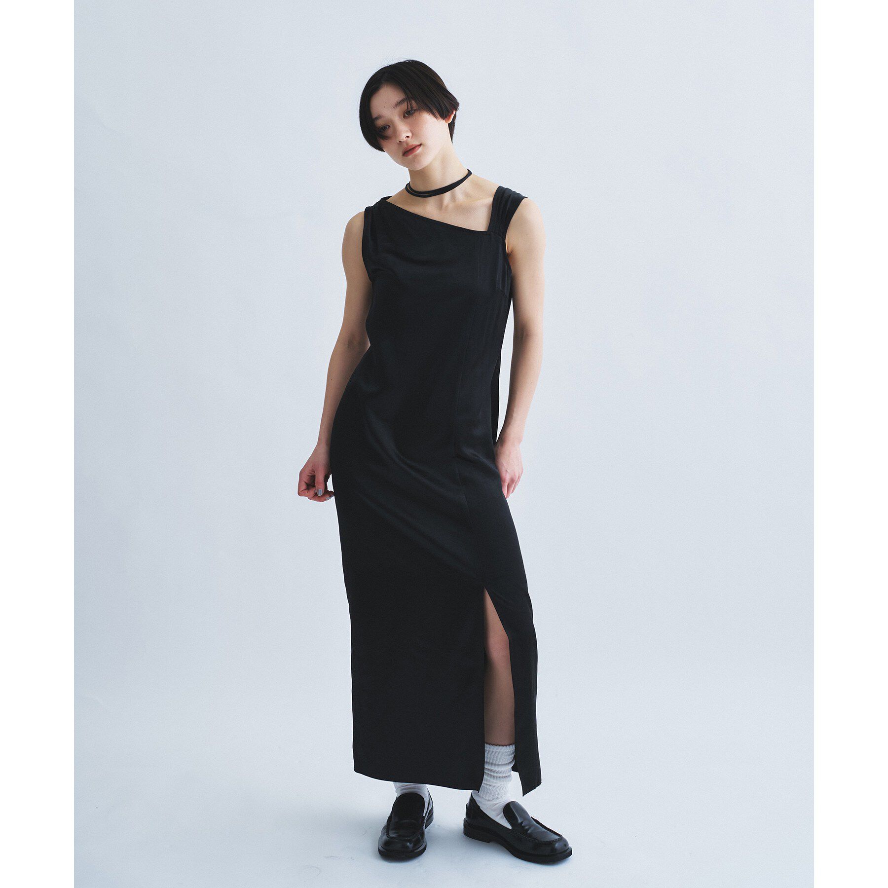 CODE A「satin neck slit dress」|ワンピース|
