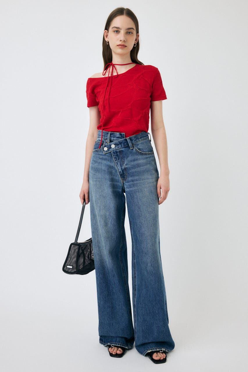 MOUSSY「CROSS WAIST WIDE STRAIGHT」|デニム|