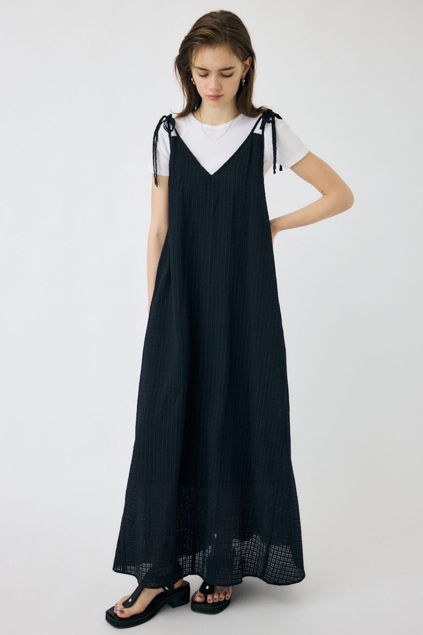 MOUSSY「SHEER GINGHAM キャミドレス」|ワンピース|