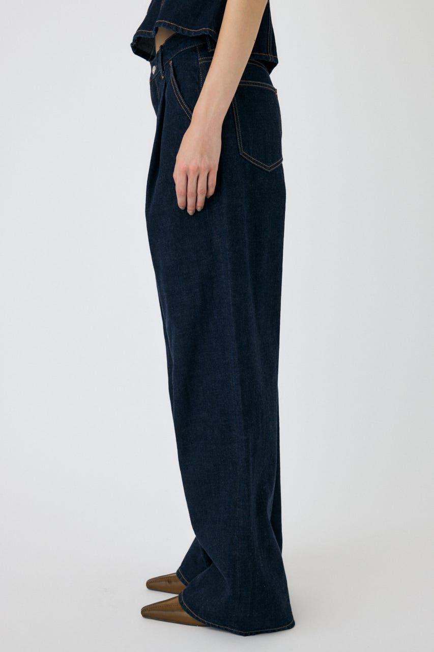 MOUSSY「TUCK WIDE ストレートデニム」|デニム|