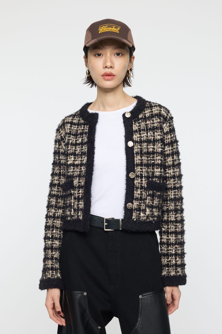 MOUSSY「COMPACT KNIT TWEED ジャケット」|その他|BLK
