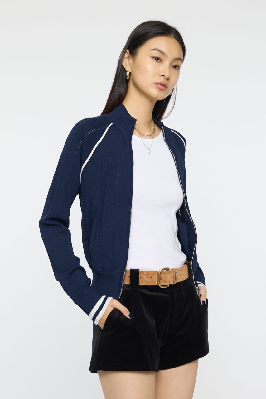 MOUSSY「MIX PATTERN KNIT TRACK トップス」|ニット・セーター|