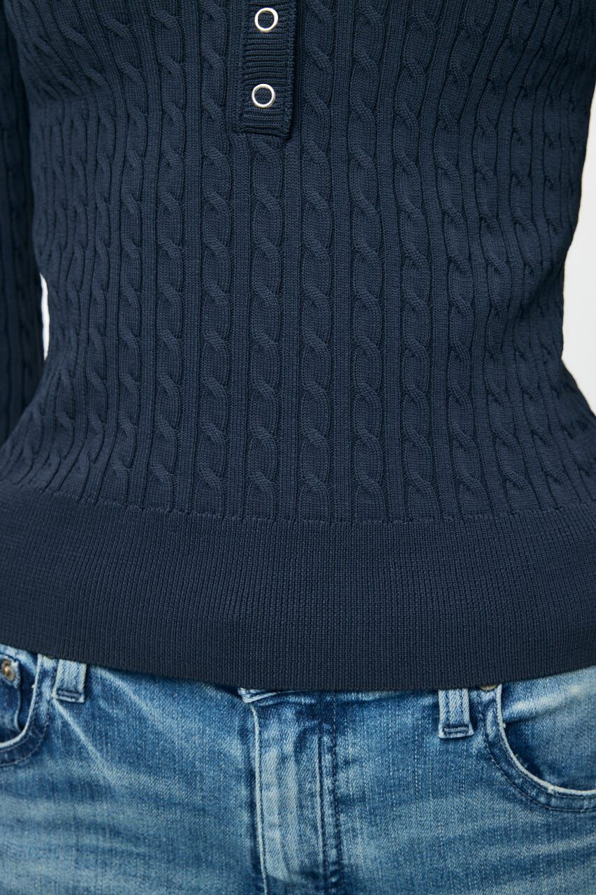 MOUSSY「HENRY NECK CABLE KNIT トップス」|ニット・セーター|