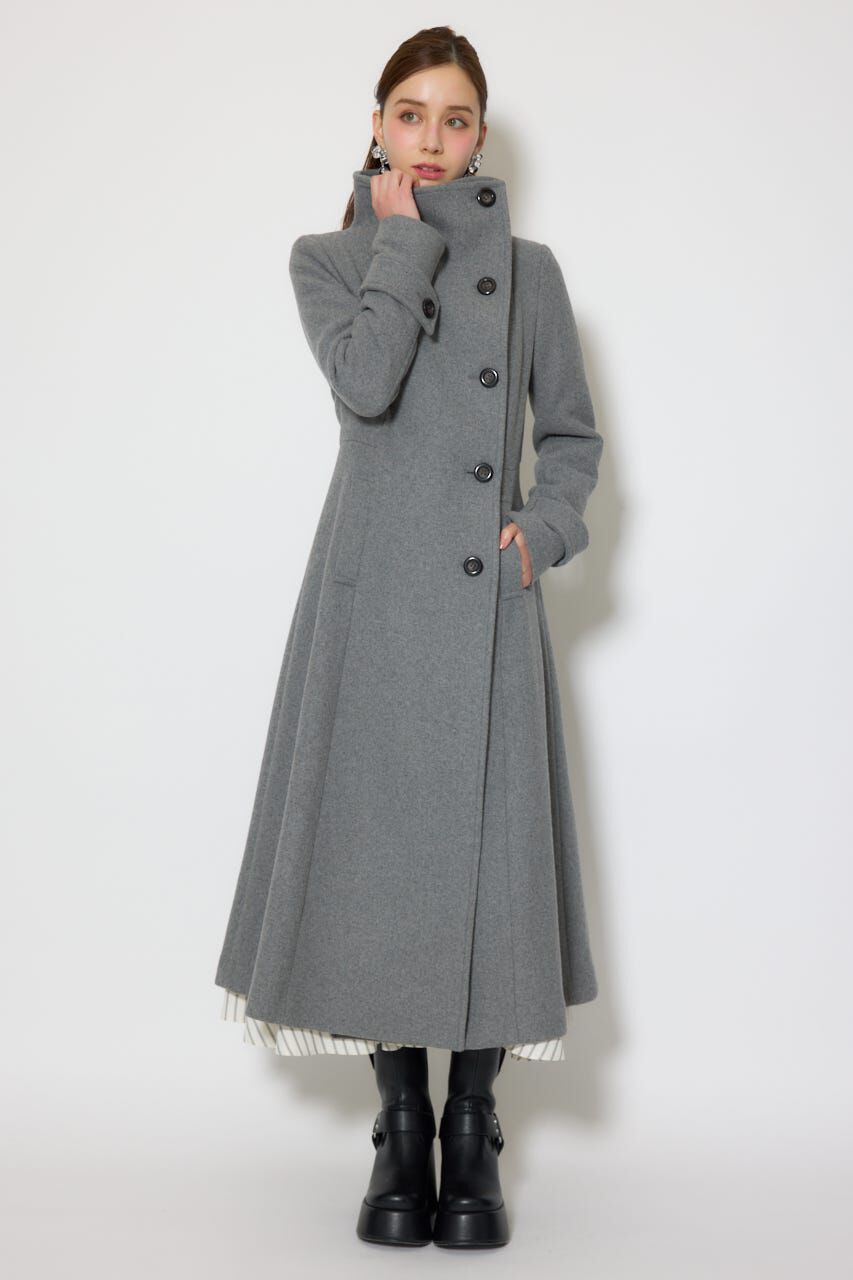 rienda「25オーバーネックシンデレララインコート」|その他|GRY