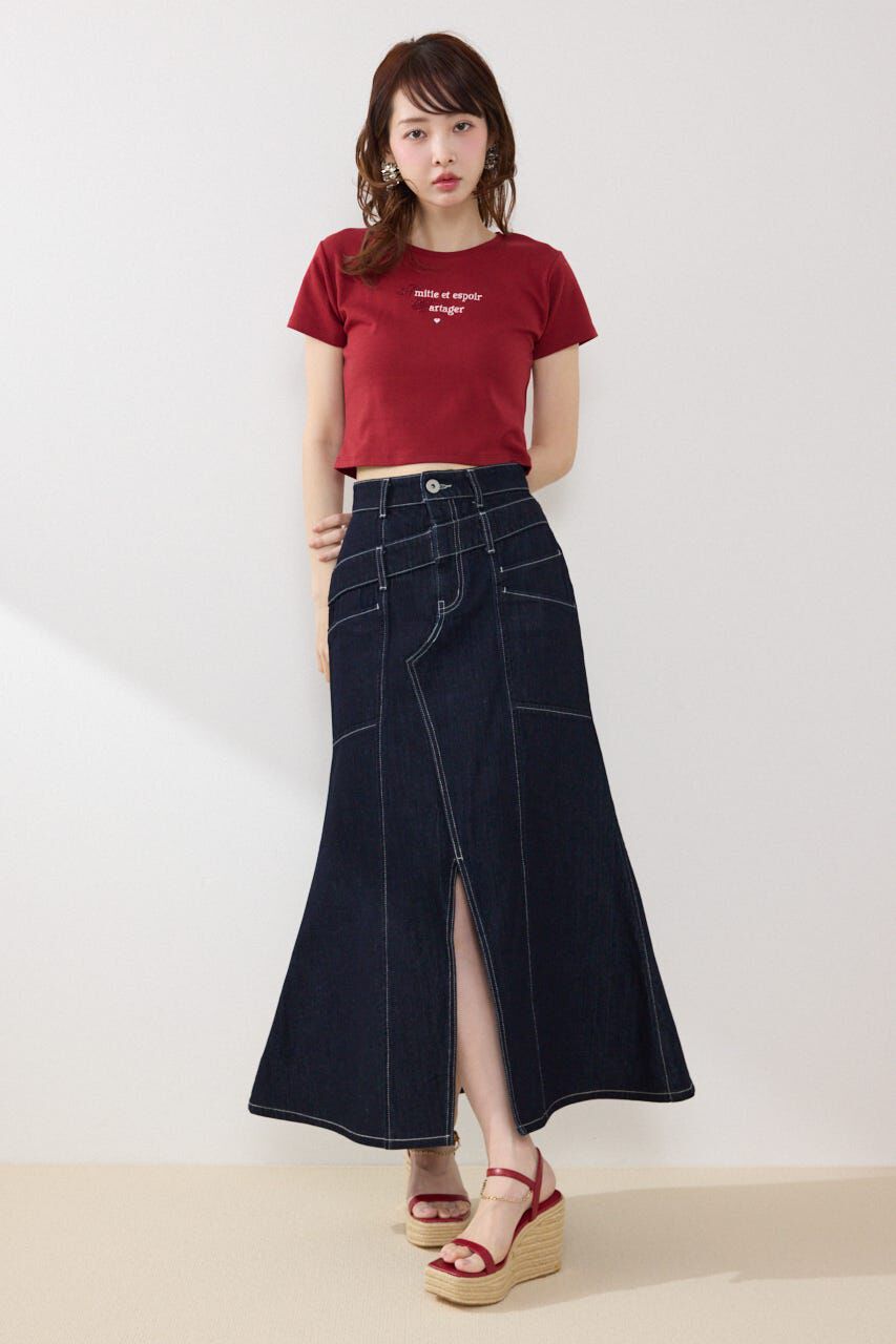rienda「ラインストーンコンパクトロゴTシャツ」|Tシャツ・カットソー|