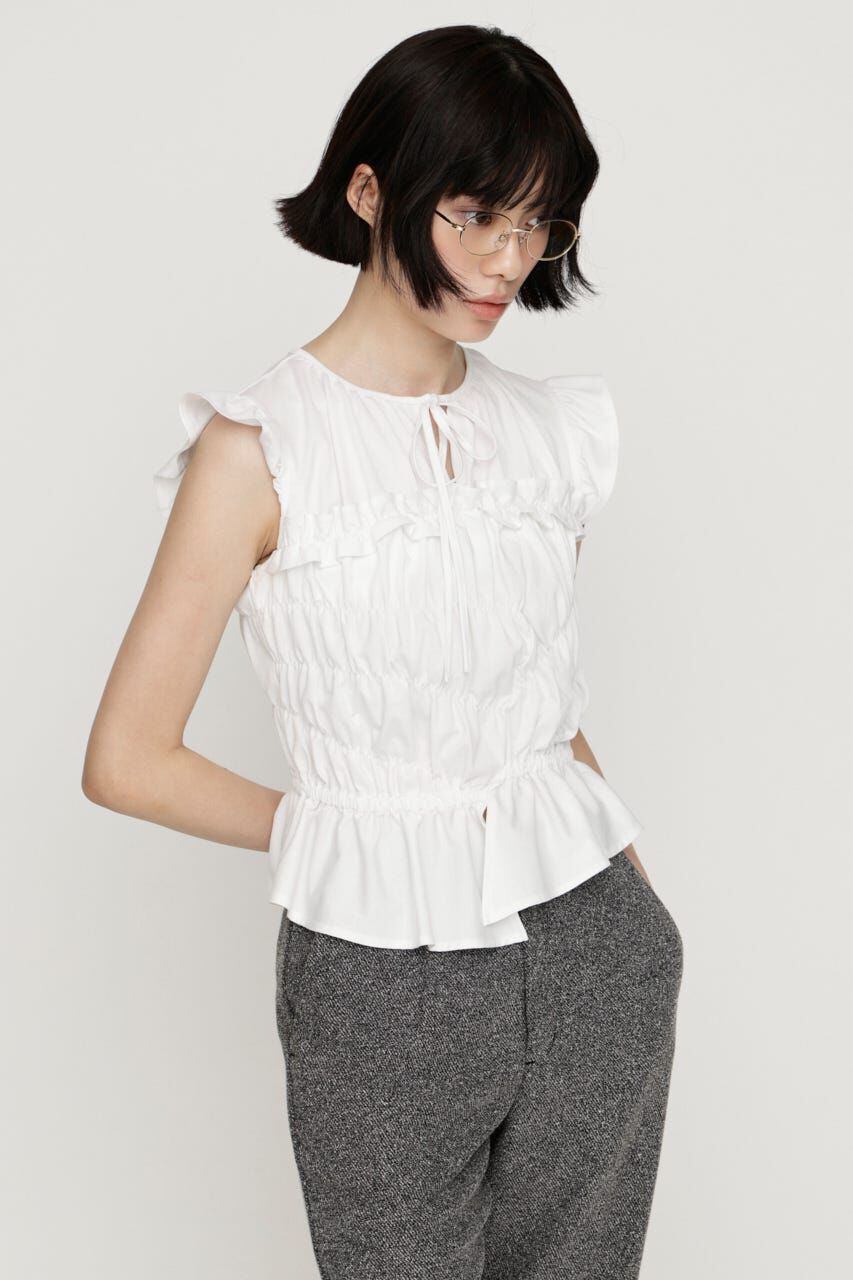 SLY「ASYMMETRY SHIRRING トップス」|タンクトップ|