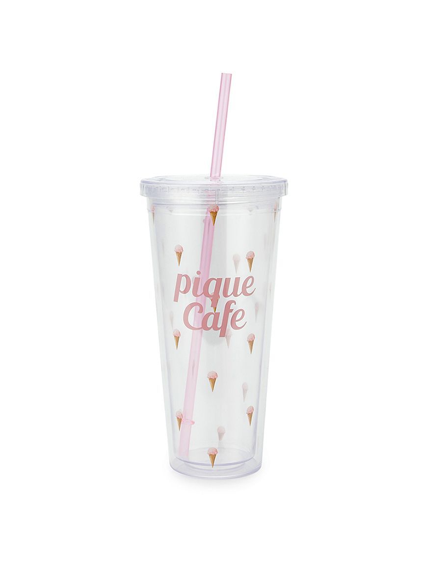 gelato pique cafe「【cafe】ストロー付き アイス総柄クリアタンブラー」|グラス・マグカップ|