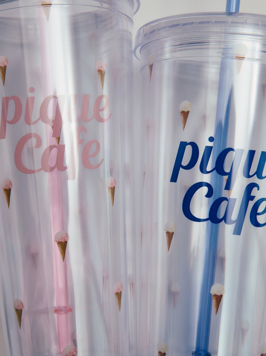 gelato pique cafe「【cafe】ストロー付き アイス総柄クリアタンブラー」|グラス・マグカップ|