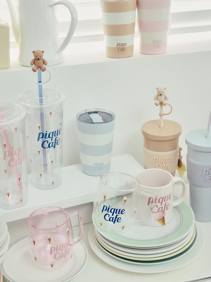 gelato pique cafe「【cafe】ストロー付き アイス総柄クリアタンブラー」|グラス・マグカップ|
