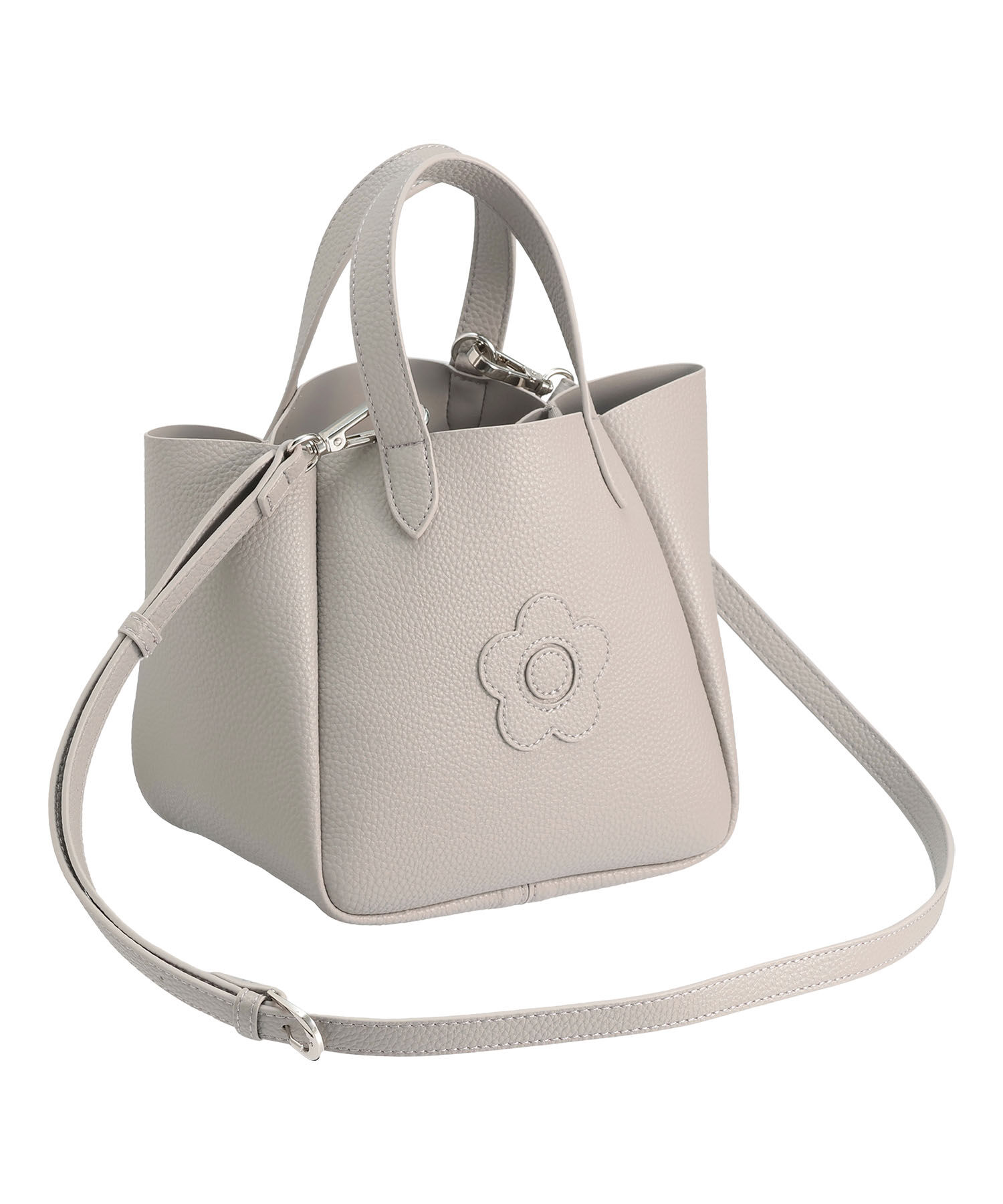 MARY QUANT「シュリンクWフェイス 2WAYミニトート」|ショルダー・メッセンジャー|グレー