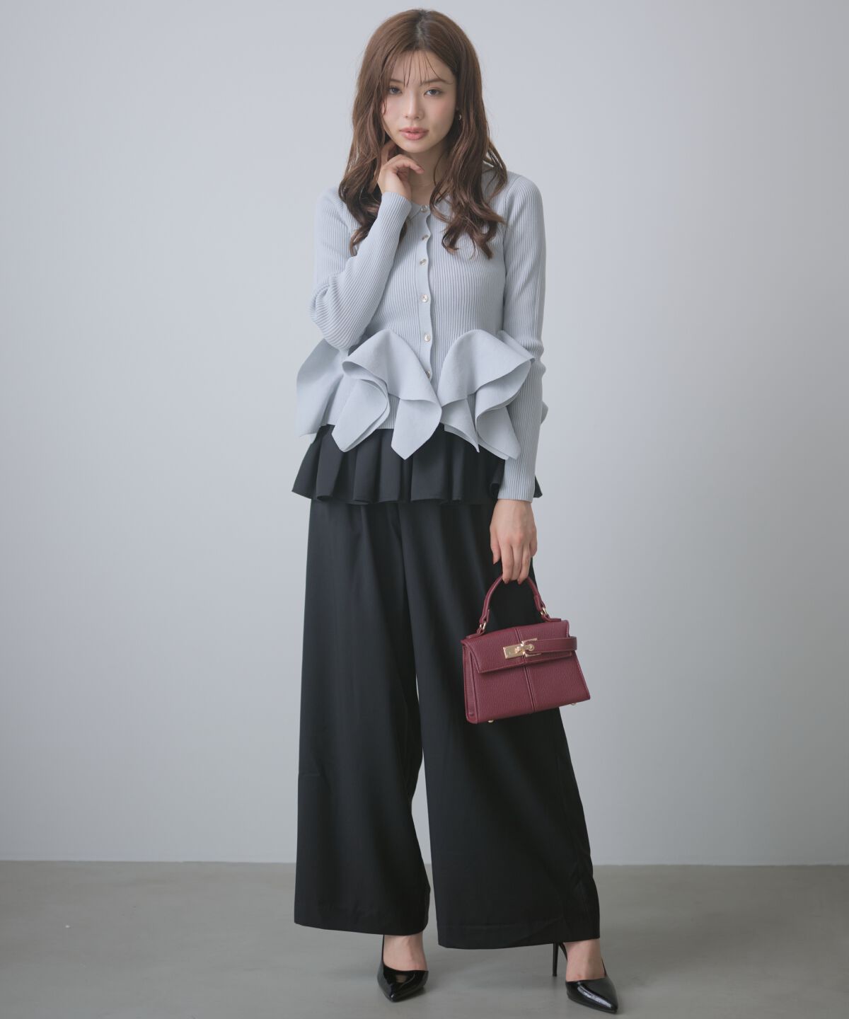 アンドクチュール「フリルミニスカートセットパンツ」|その他|ブラック