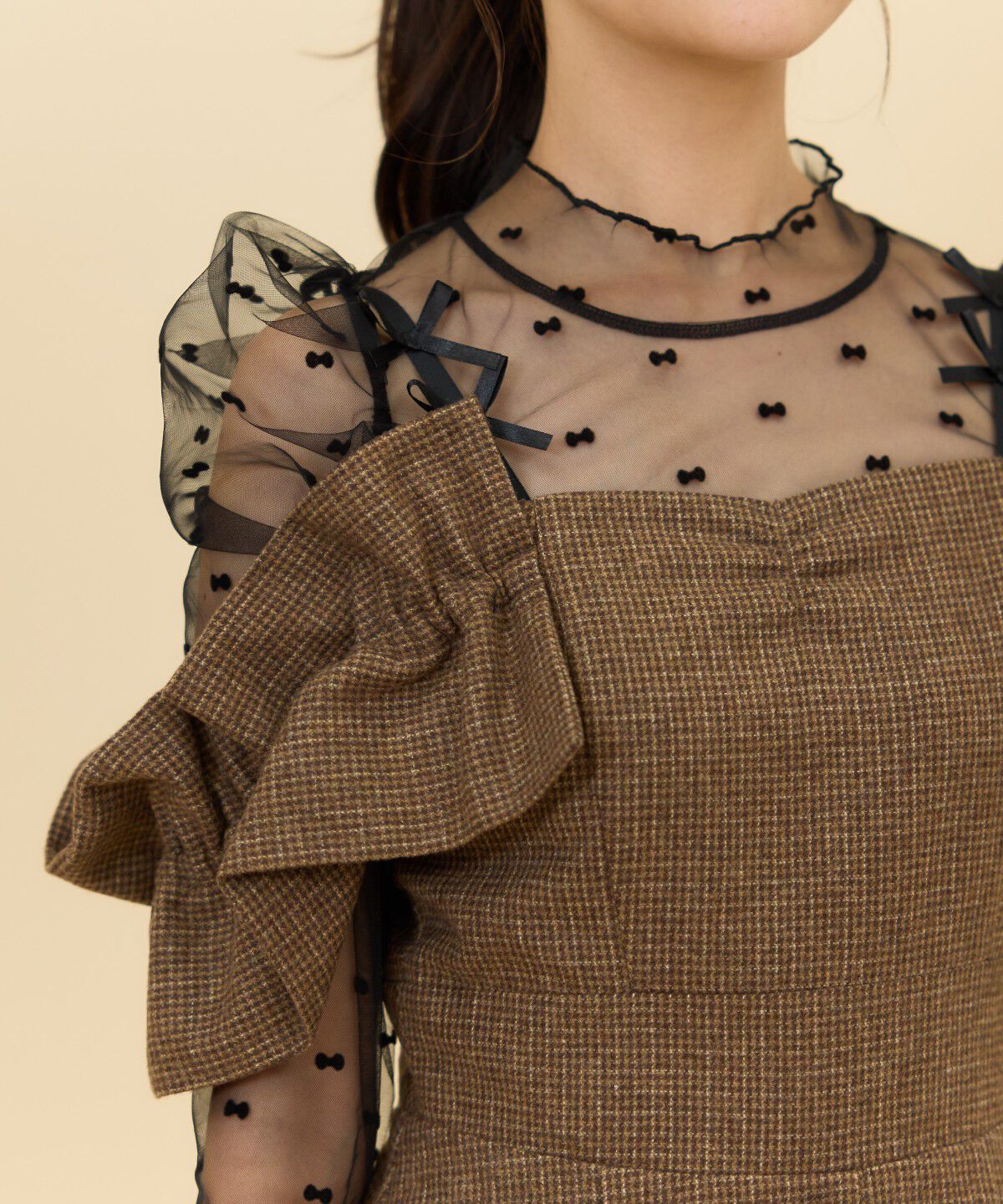 REDYAZEL「シャーリングショルダーミニワンピース」|ワンピース|