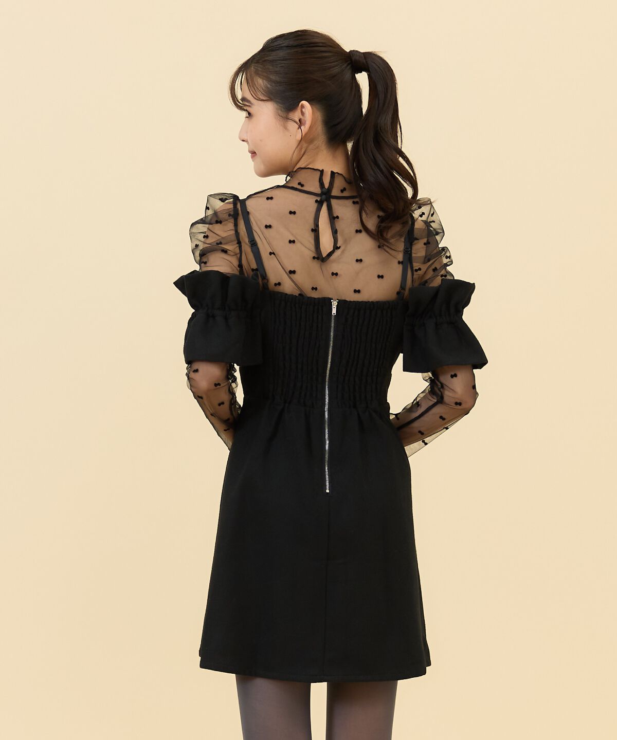 REDYAZEL「シャーリングショルダーミニワンピース」|ワンピース|