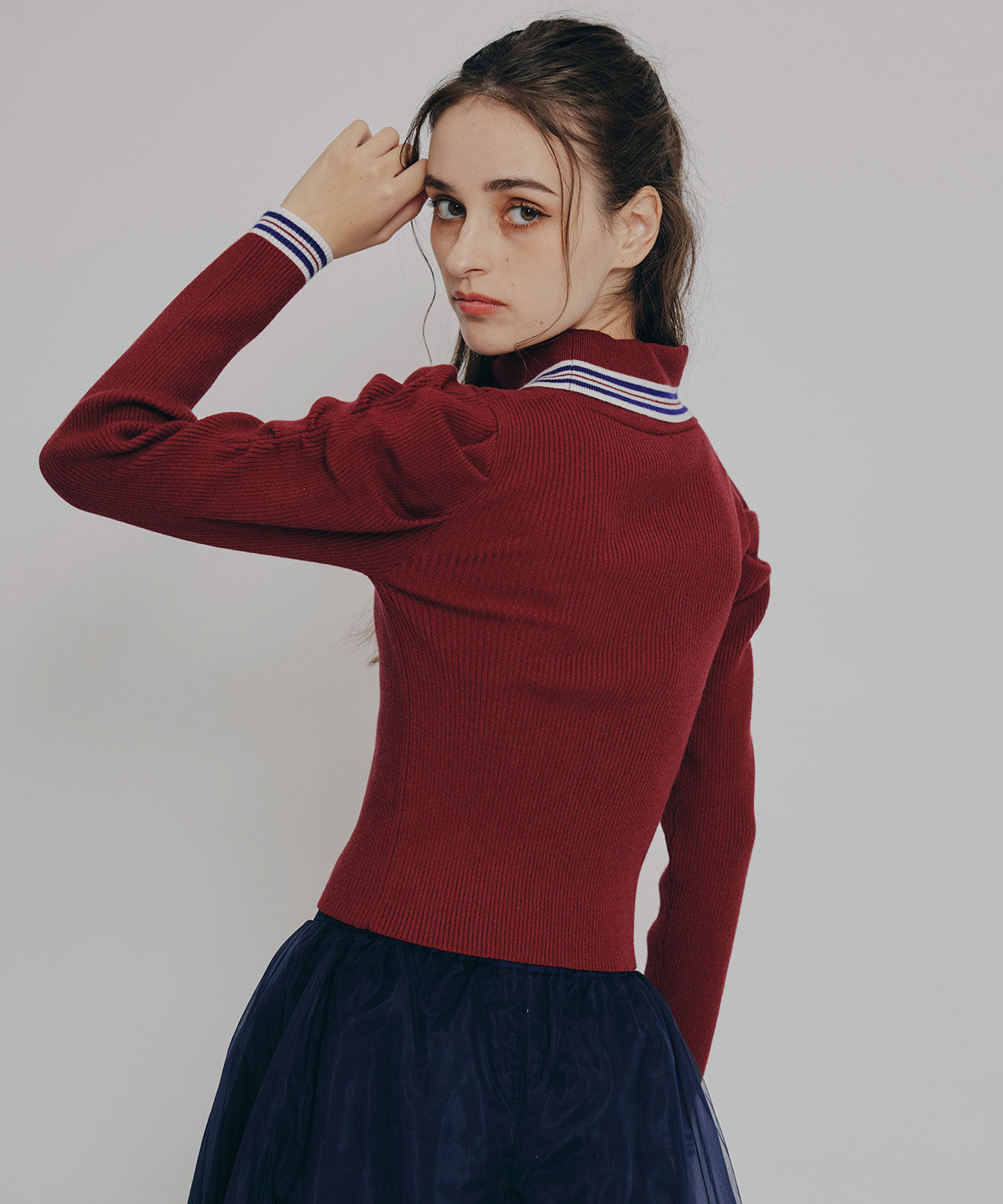 REDYAZEL「［FILA&times;REDYAZEL］ラインタートルニットプルオーバー」|ニット・セーター|