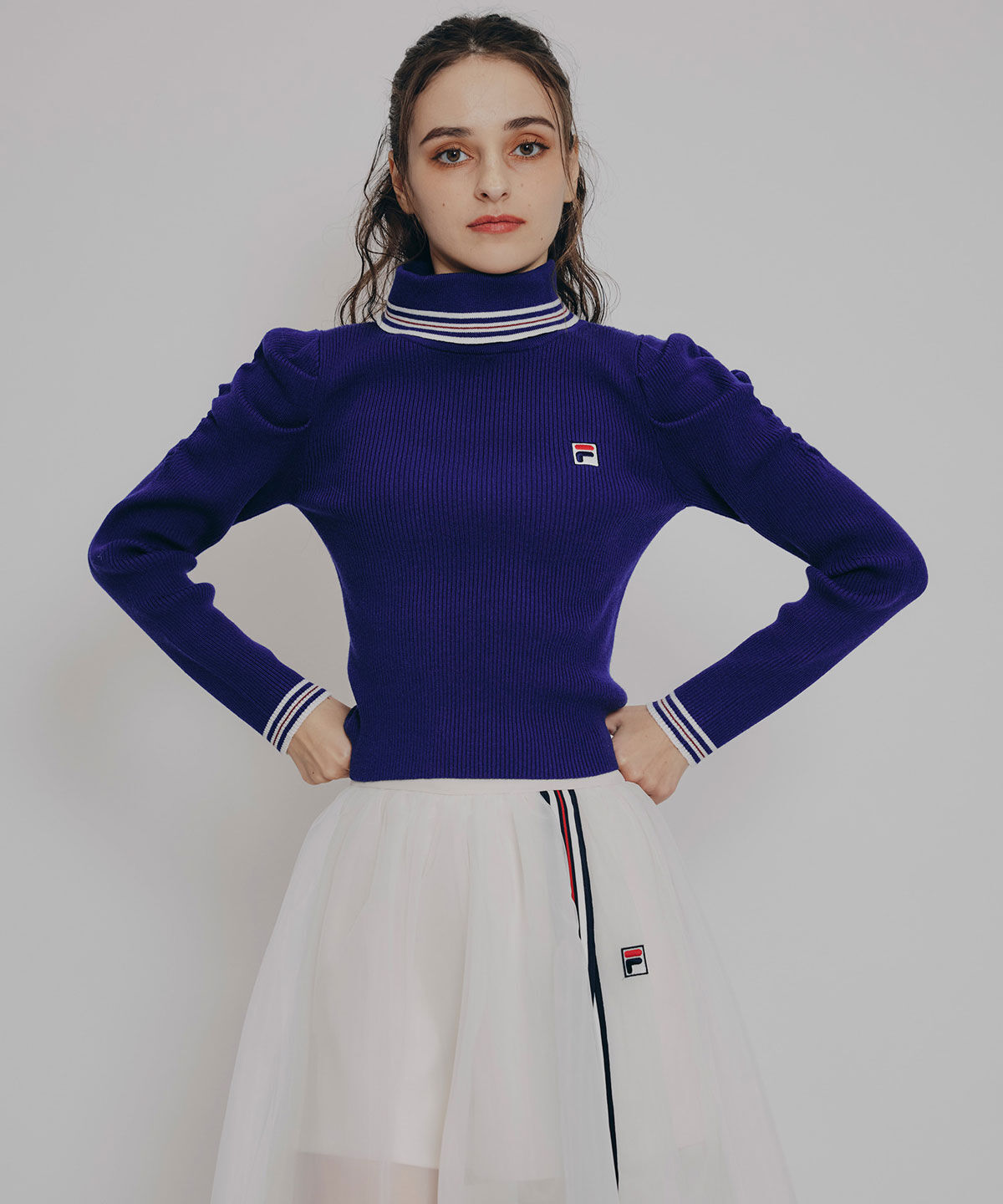 REDYAZEL「［FILA&times;REDYAZEL］ラインタートルニットプルオーバー」|ニット・セーター|