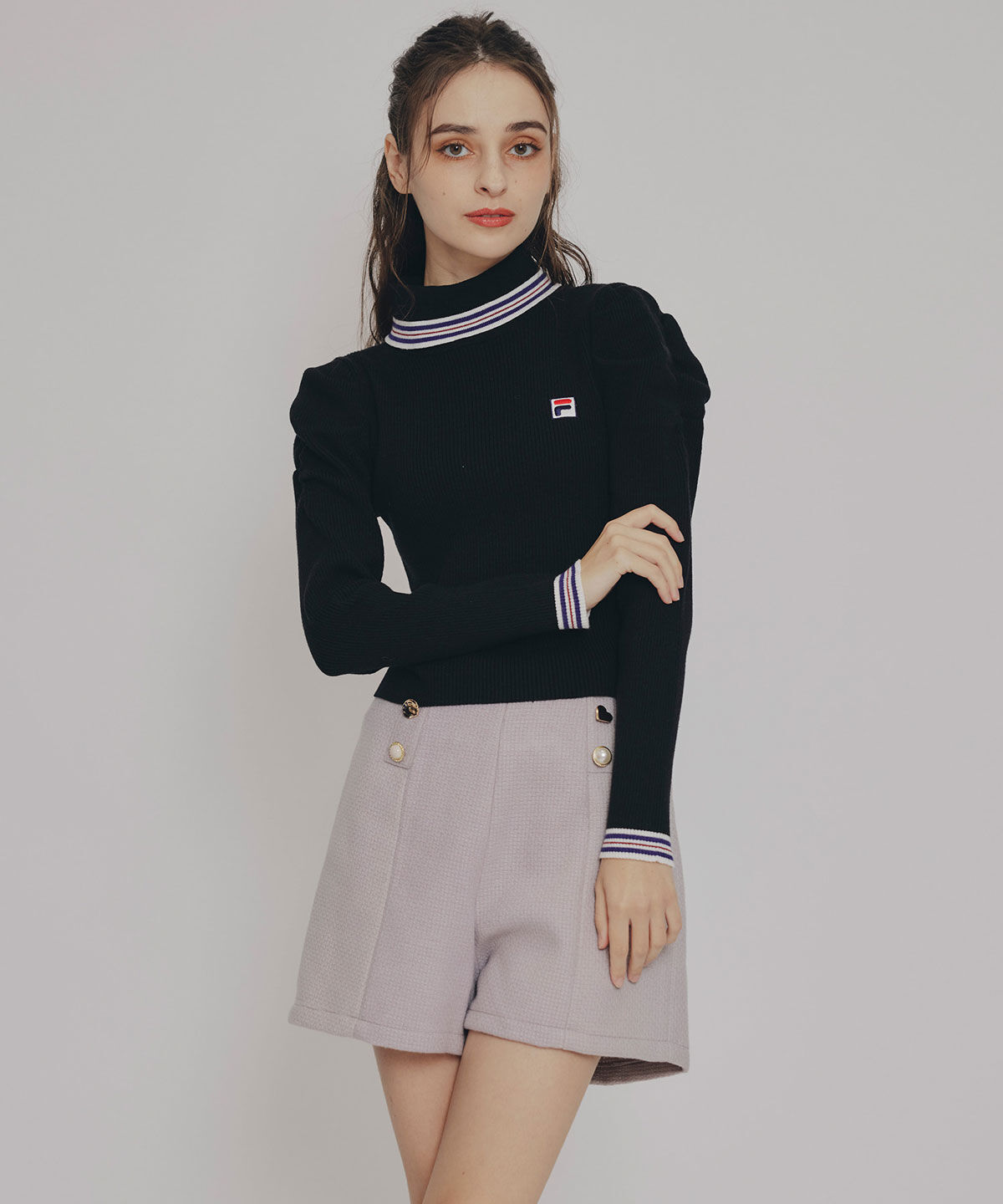 REDYAZEL「［FILA&times;REDYAZEL］ラインタートルニットプルオーバー」|ニット・セーター|