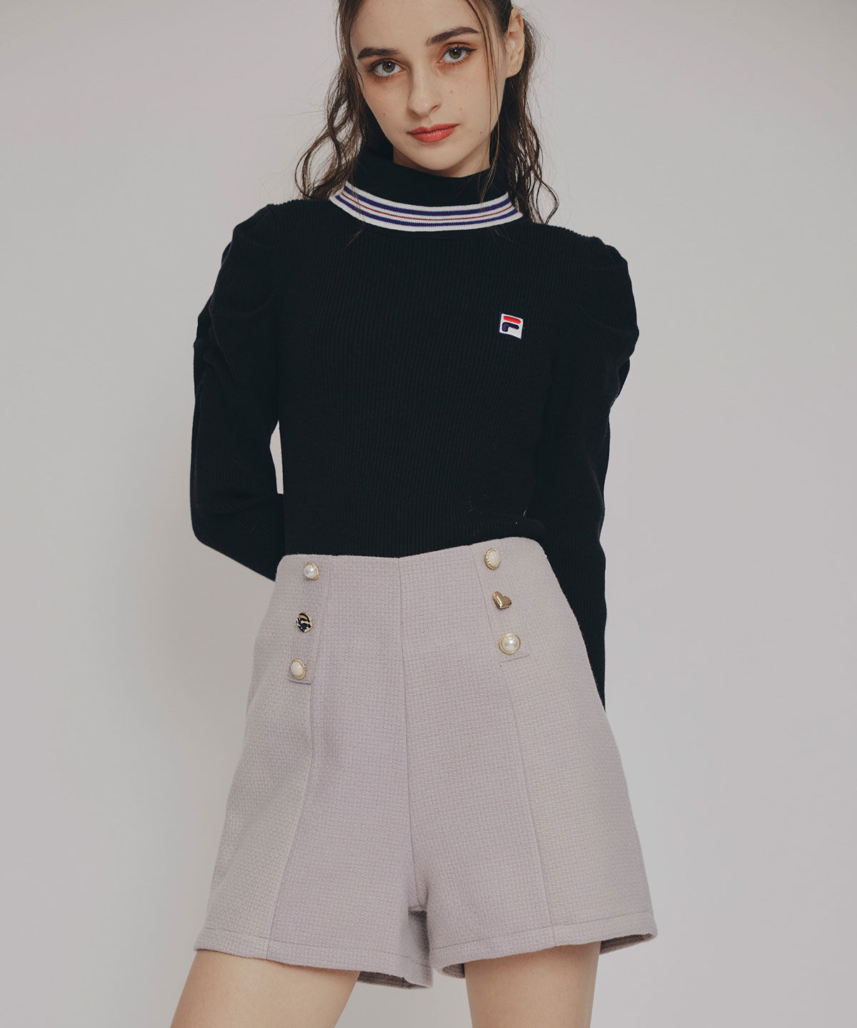 REDYAZEL「［FILA&times;REDYAZEL］ラインタートルニットプルオーバー」|ニット・セーター|