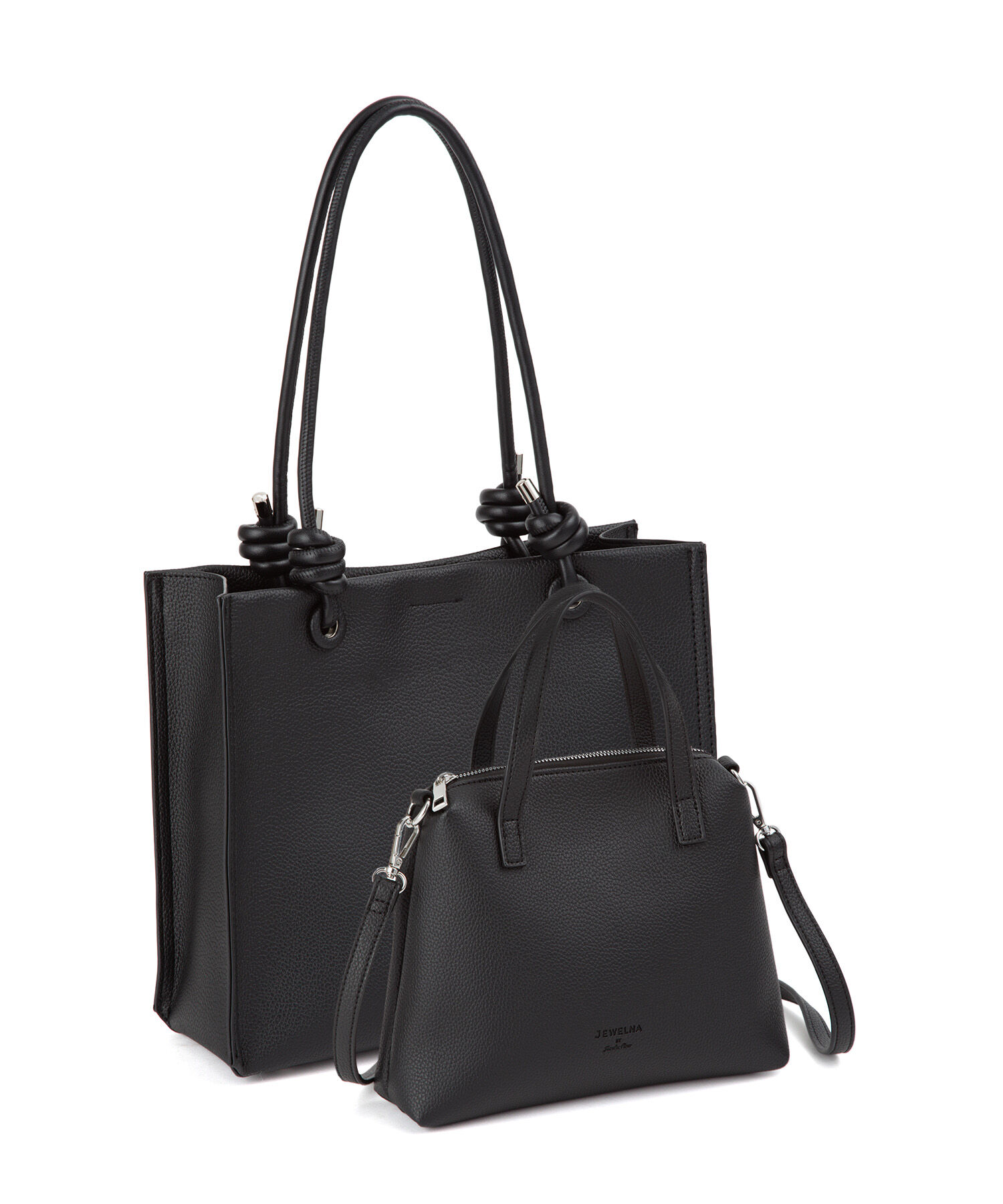 Jewelna Rose「JEWELNA BY Jewelna Rose 2点セット ノットハンドルトート 16372」|ショルダー・メッセンジャー|ブラック