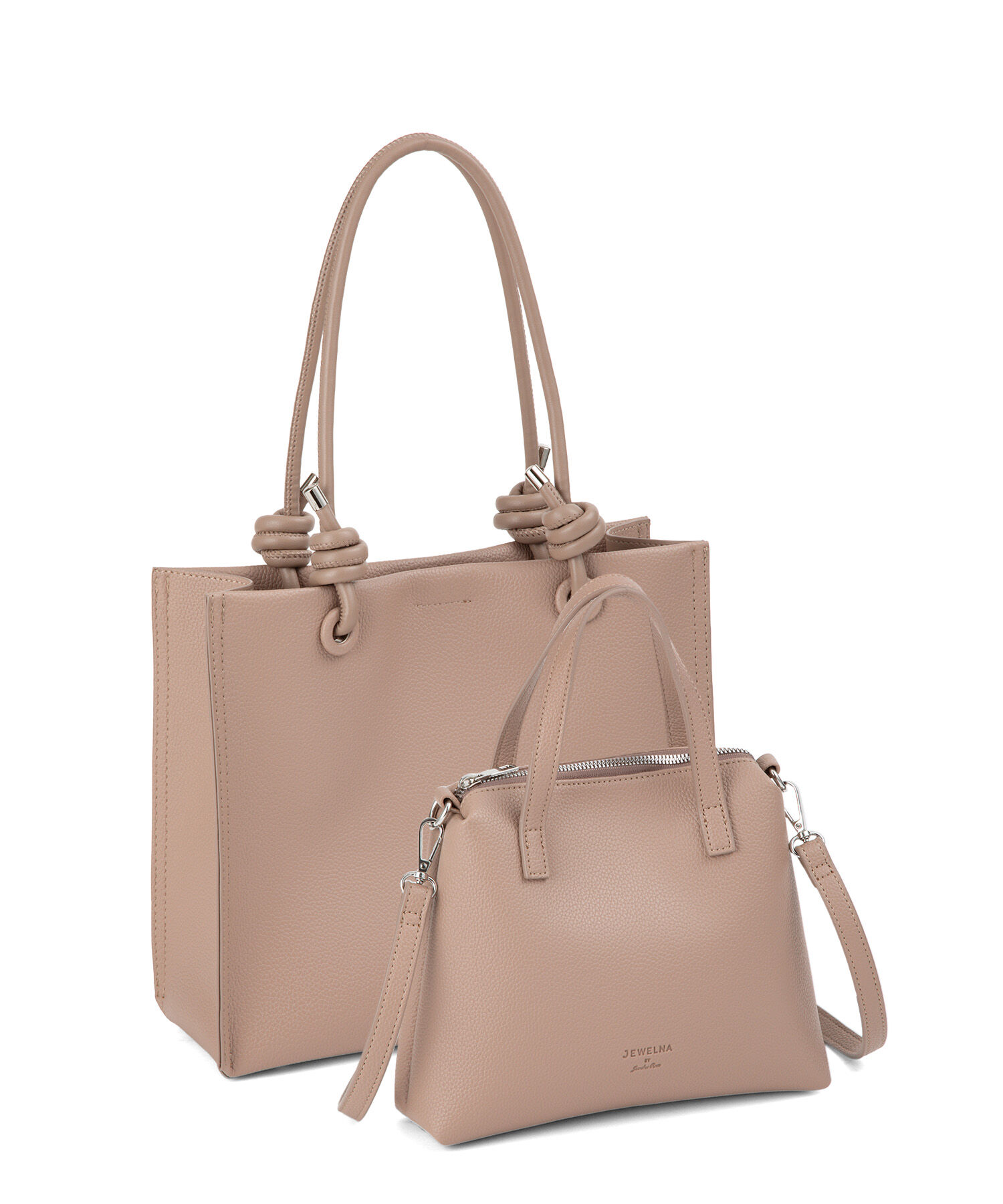 Jewelna Rose「JEWELNA BY Jewelna Rose 2点セット ノットハンドルトート 16372」|ショルダー・メッセンジャー|ライトベージュ