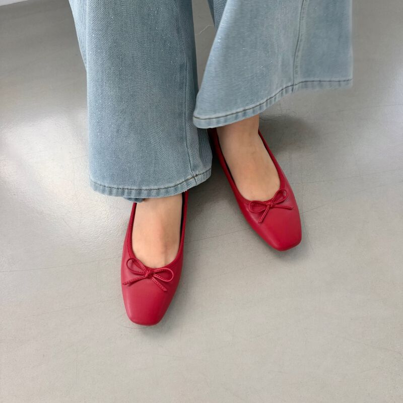 ORiental TRaffic「【 跳べるパンプス /　新色追加 】 バレエ シューズ /R-3208 厚手クッション フラット ヒール1ｃｍ」|パンプス|RED